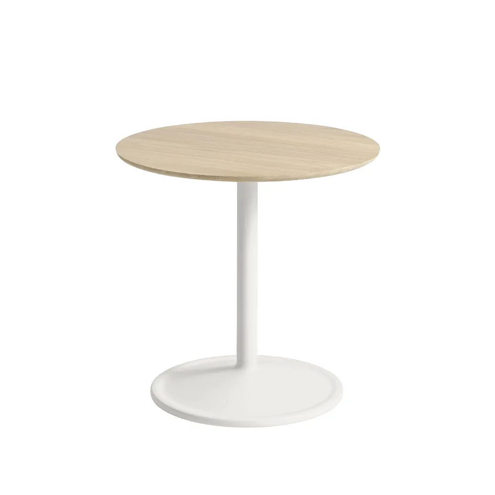 Tavolino Soft Ø 48cm, Rovere solido, bianco sporco, alt. 48 cm Muuto