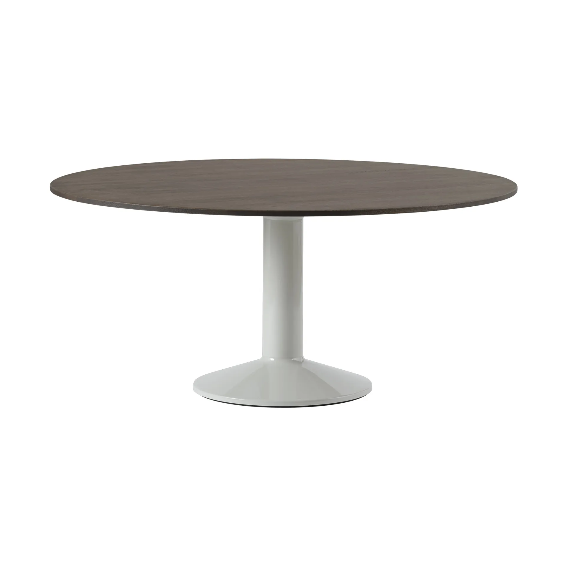 Tavolo a colonna Midst Ø 160 cm, Rovere oliato scuro, grigio Muuto