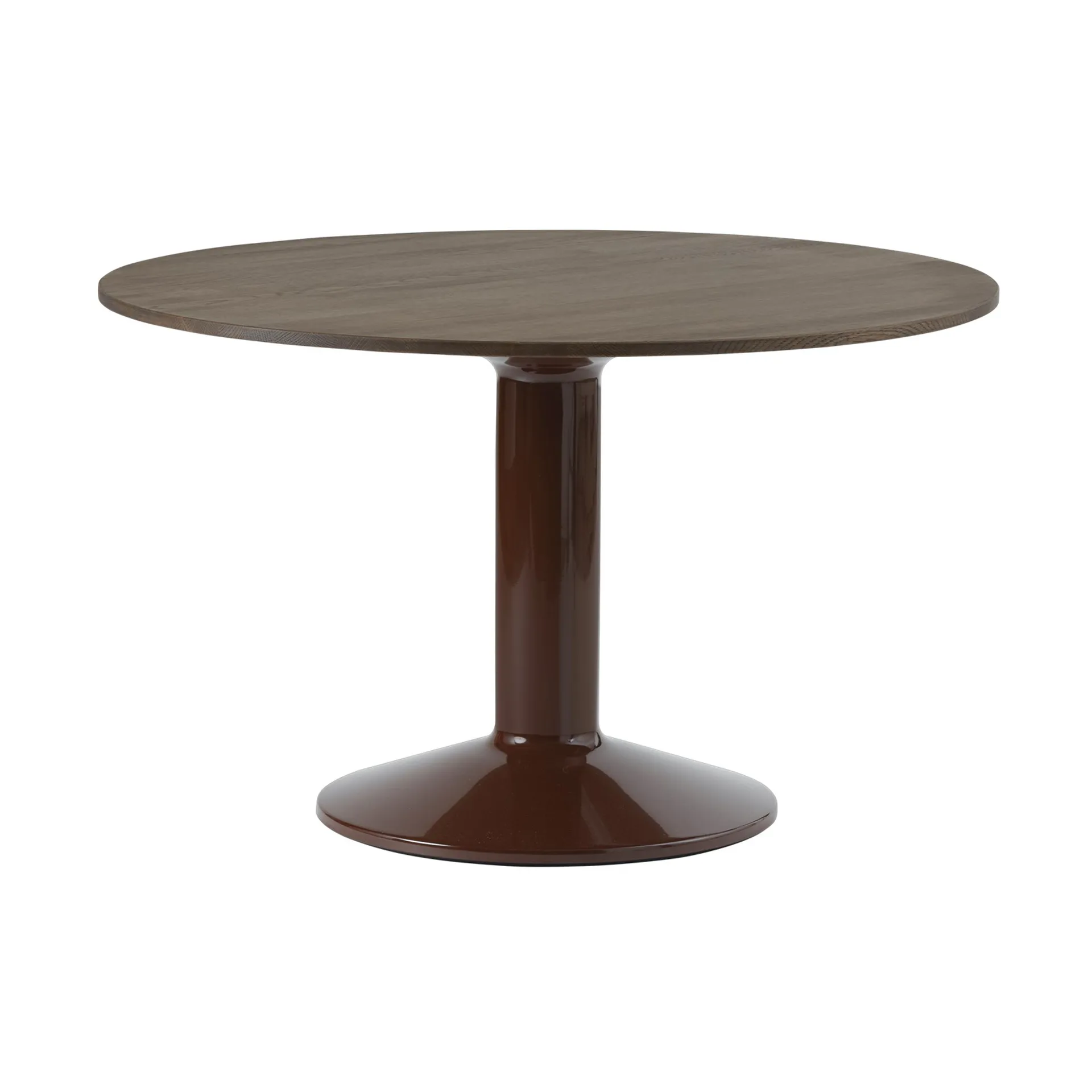Tavolo a colonna Midst, Dark oiled oak-dark red, Ø120 cm Muuto