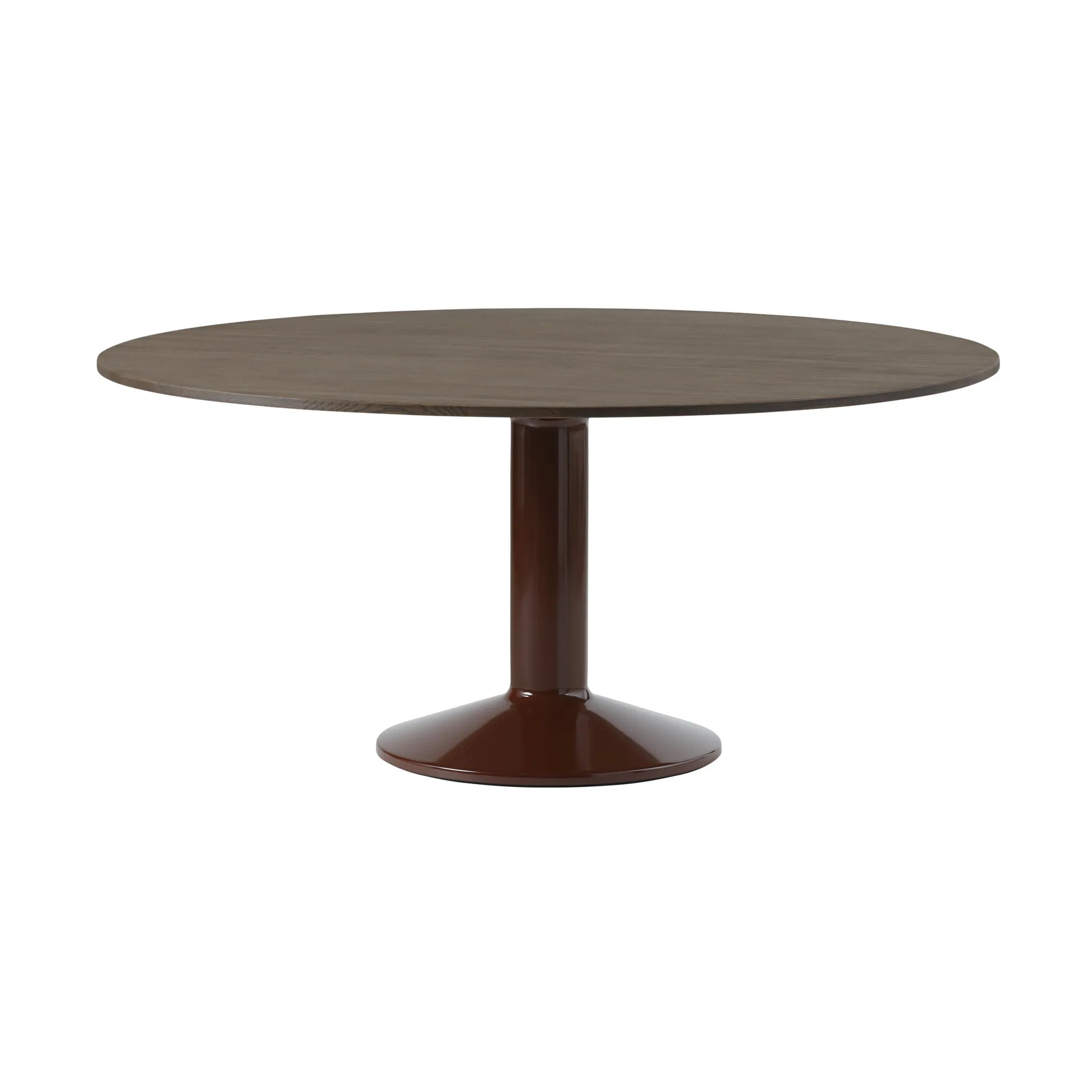 Tavolo a colonna Midst, Dark oiled oak-dark red, Ø160 cm Muuto