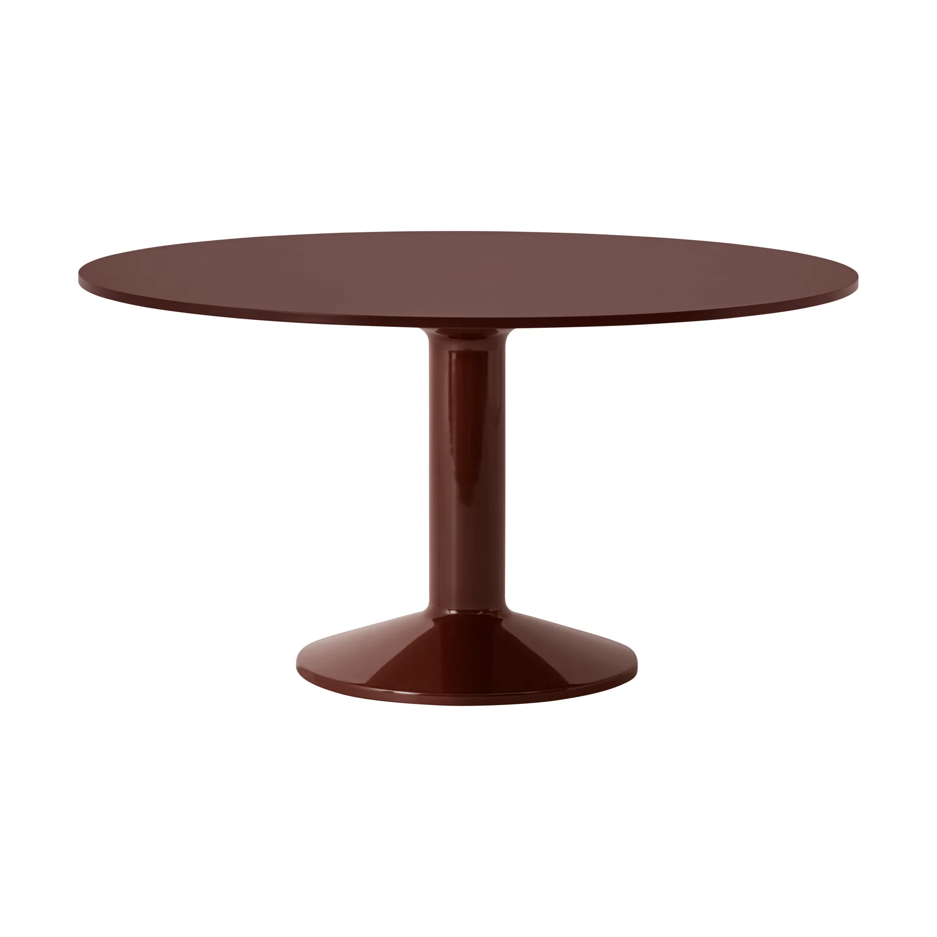 Tavolo a colonna Midst, Dark red linoleum-dark red, Ø140 cm Muuto