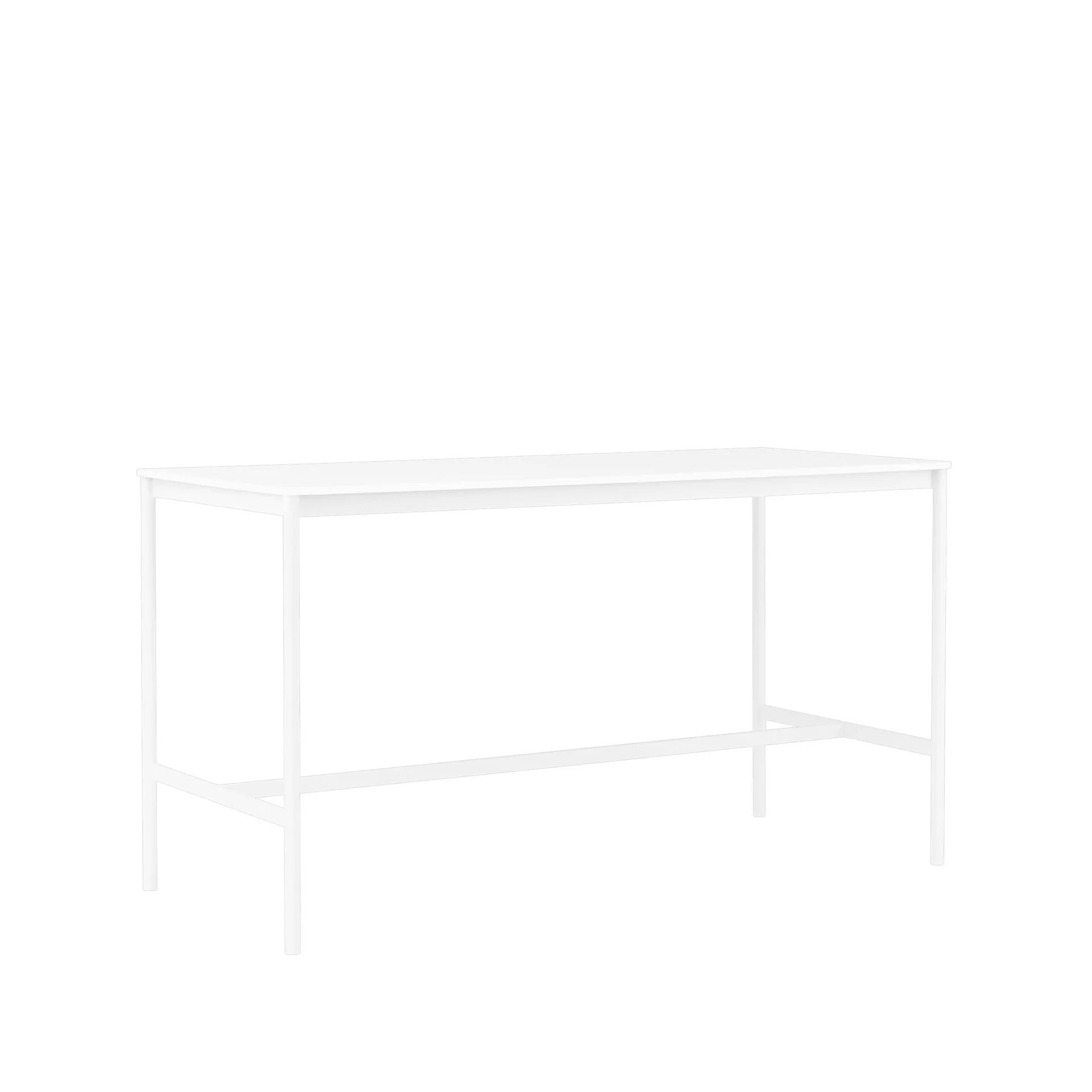 Tavolo da bar Base High, laminato bianco, base bianca, b: 85 cm, l. 190 cm, alt. 105 cm Muuto