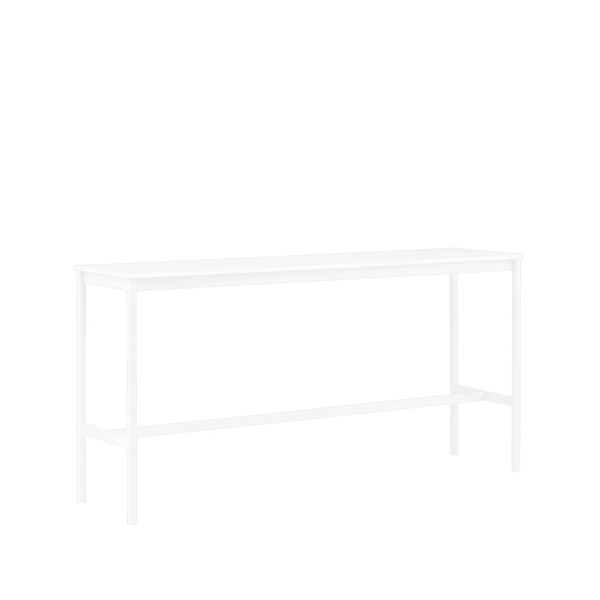 Tavolo da bar Base High, laminato bianco, base bianca, bordo in ABS, base: 50 cm, l. 190 cm, alt. 95 cm Muuto