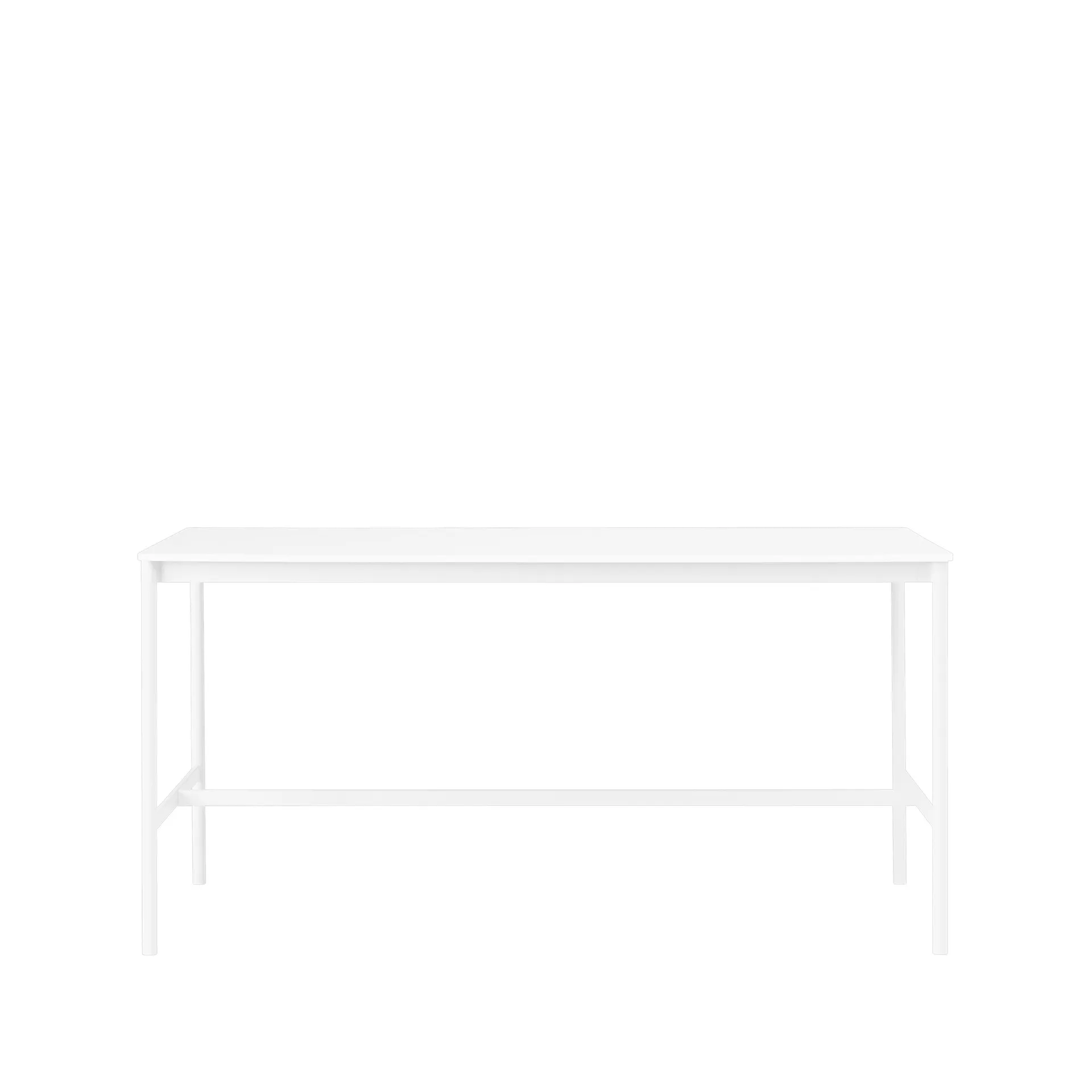 Tavolo da bar Base High, laminato bianco, base bianca, bordo in ABS, base: 85 cm, l. 190 cm, alt. 95 cm Muuto