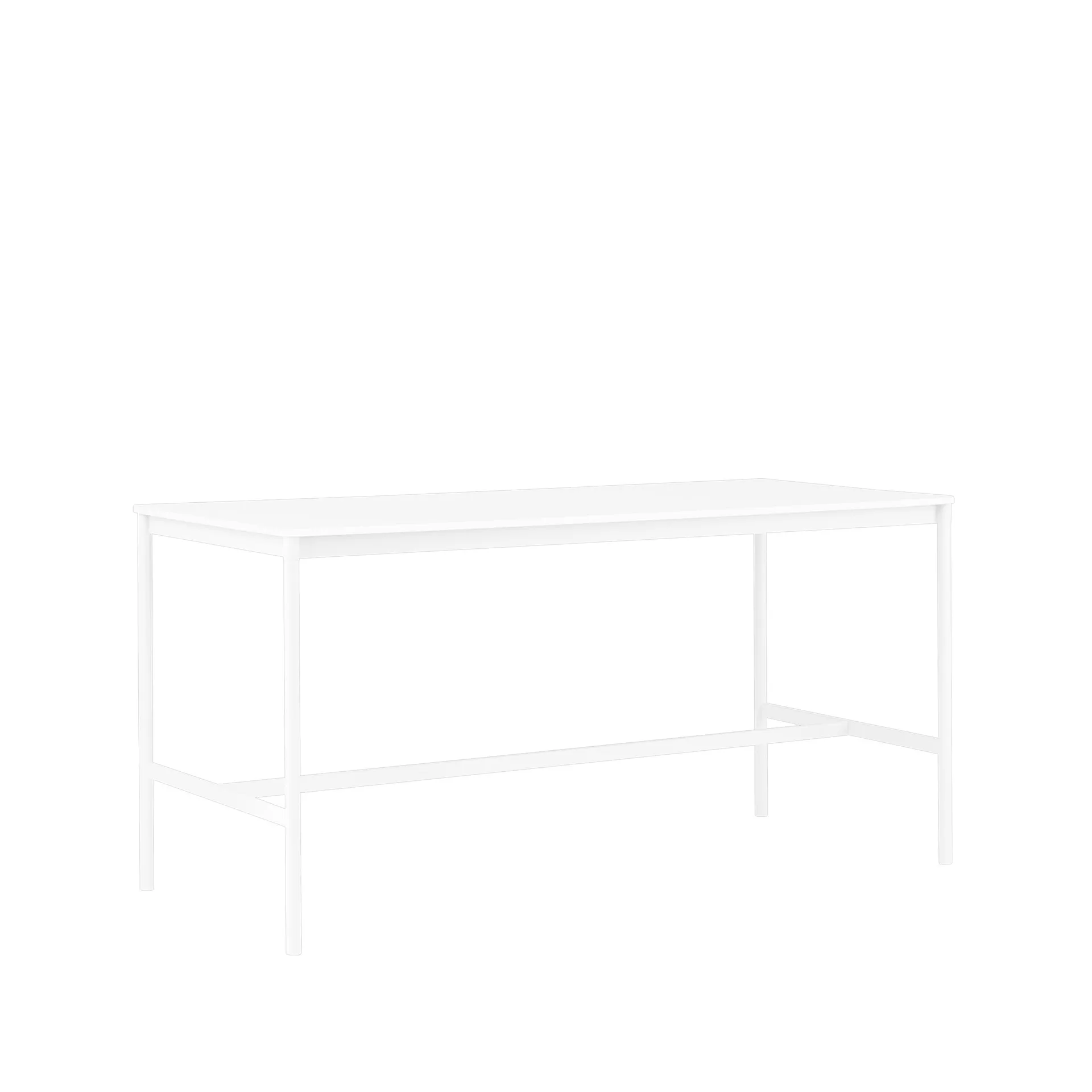 Tavolo da bar Base High, laminato bianco, base bianca, bordo in ABS, base: 85 cm, l. 190 cm, alt. 95 cm Muuto