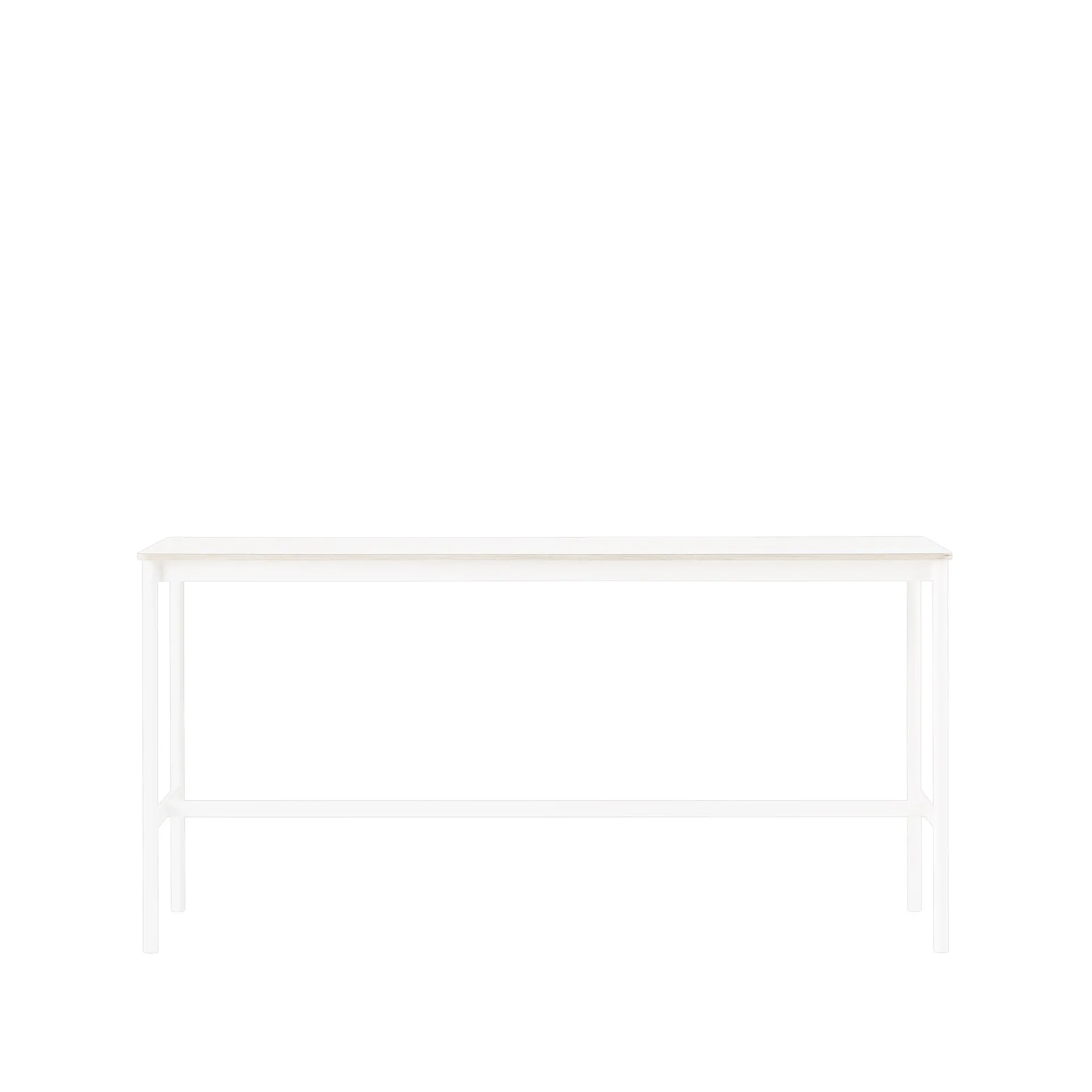 Tavolo da bar Base High, laminato bianco, base bianca, bordo in compensato, base: 50 cm, l. 190 cm, alt. 95 cm Muuto