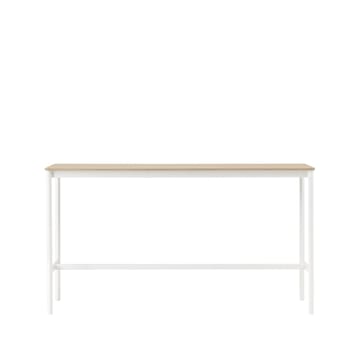 Tavolo da bar Base High - rovere, base bianca, bordo in compensato, b: 50 cm, l. 190 cm, alt. 105 cm - Muuto