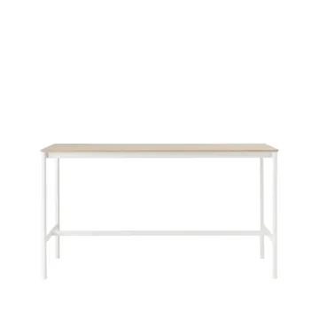 Tavolo da bar Base High - rovere, base bianca, bordo in compensato, b: 85 cm, l. 190 cm, alt. 105 cm - Muuto