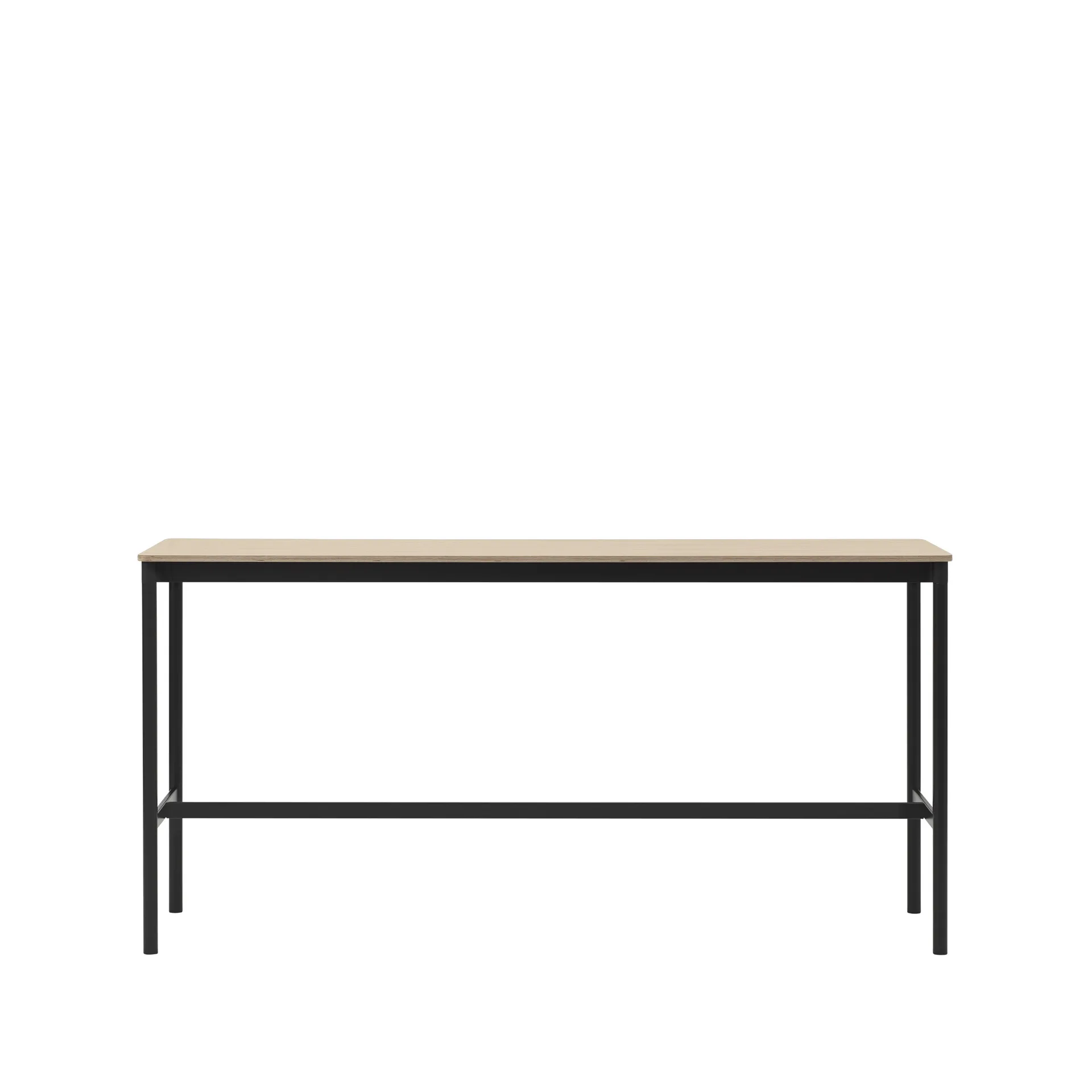 Tavolo da bar Base High, rovere, base nera, bordo in compensato, b: 50 cm, l. 190 cm, alt. 95 cm Muuto