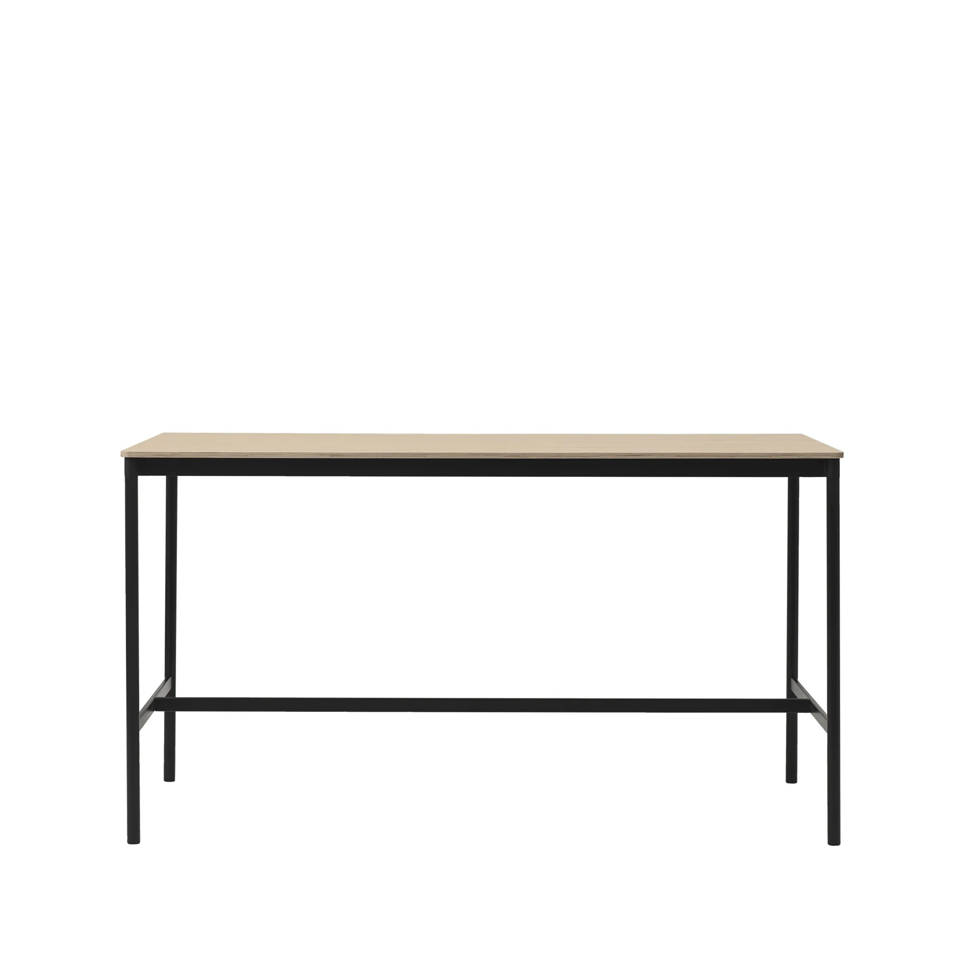 Tavolo da bar Base High, rovere, base nera, bordo in compensato, b: 85 cm, l. 190 cm, alt. 105 cm Muuto