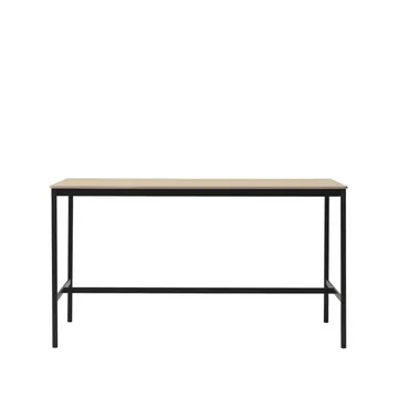 Tavolo da bar Base High - rovere, base nera, bordo in compensato, b: 85 cm, l. 190 cm, alt. 105 cm - Muuto