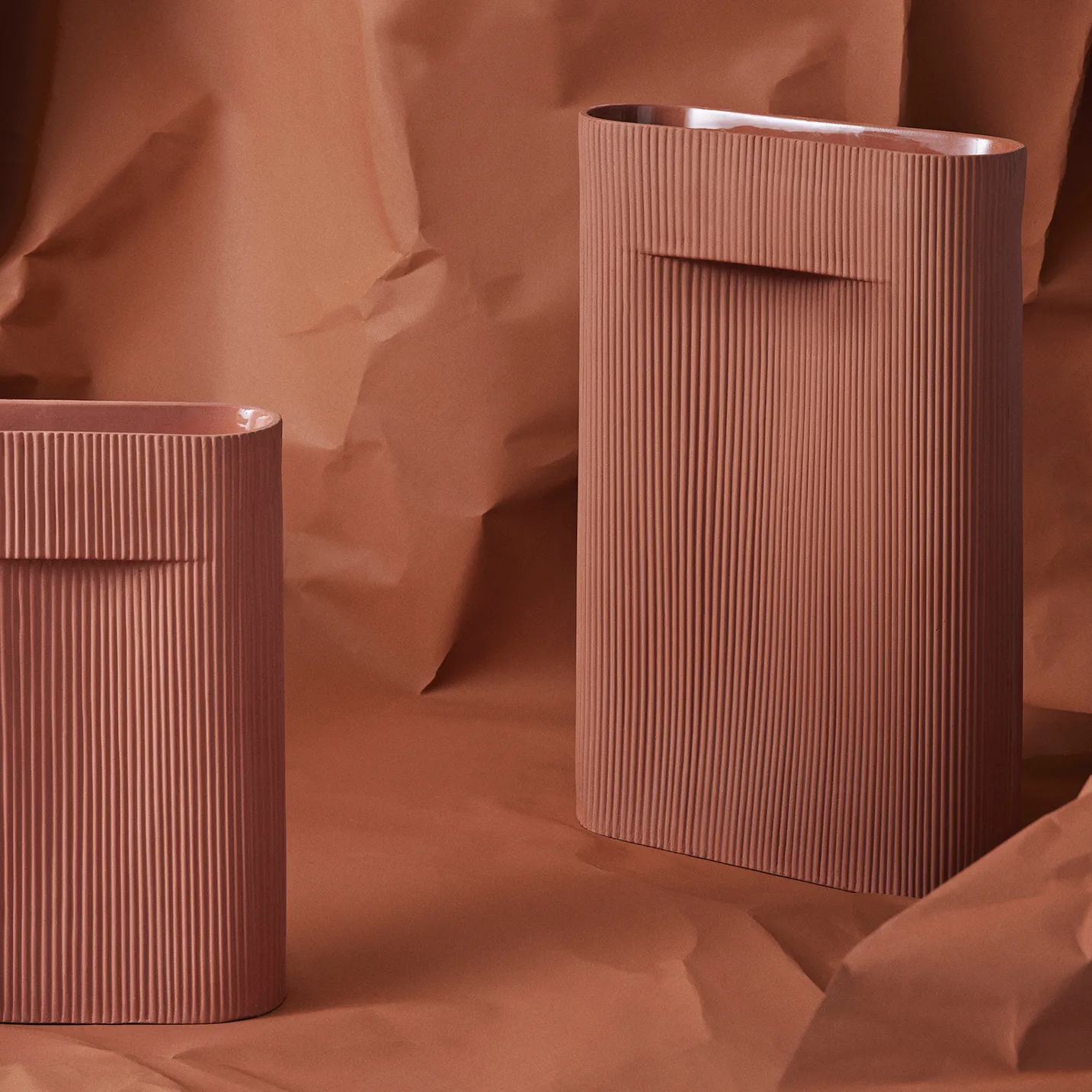 Vaso Ridge 35 cm, Terracotta Muuto