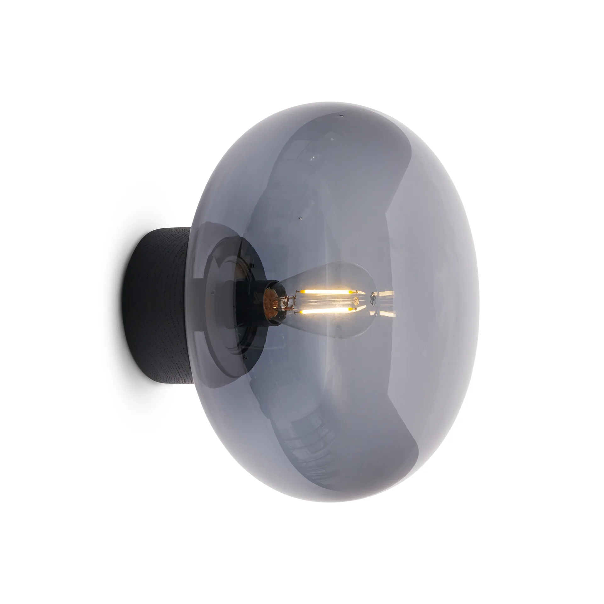 Lampada da parete Karl-Johan, Black stained oak-smoked glass New Works