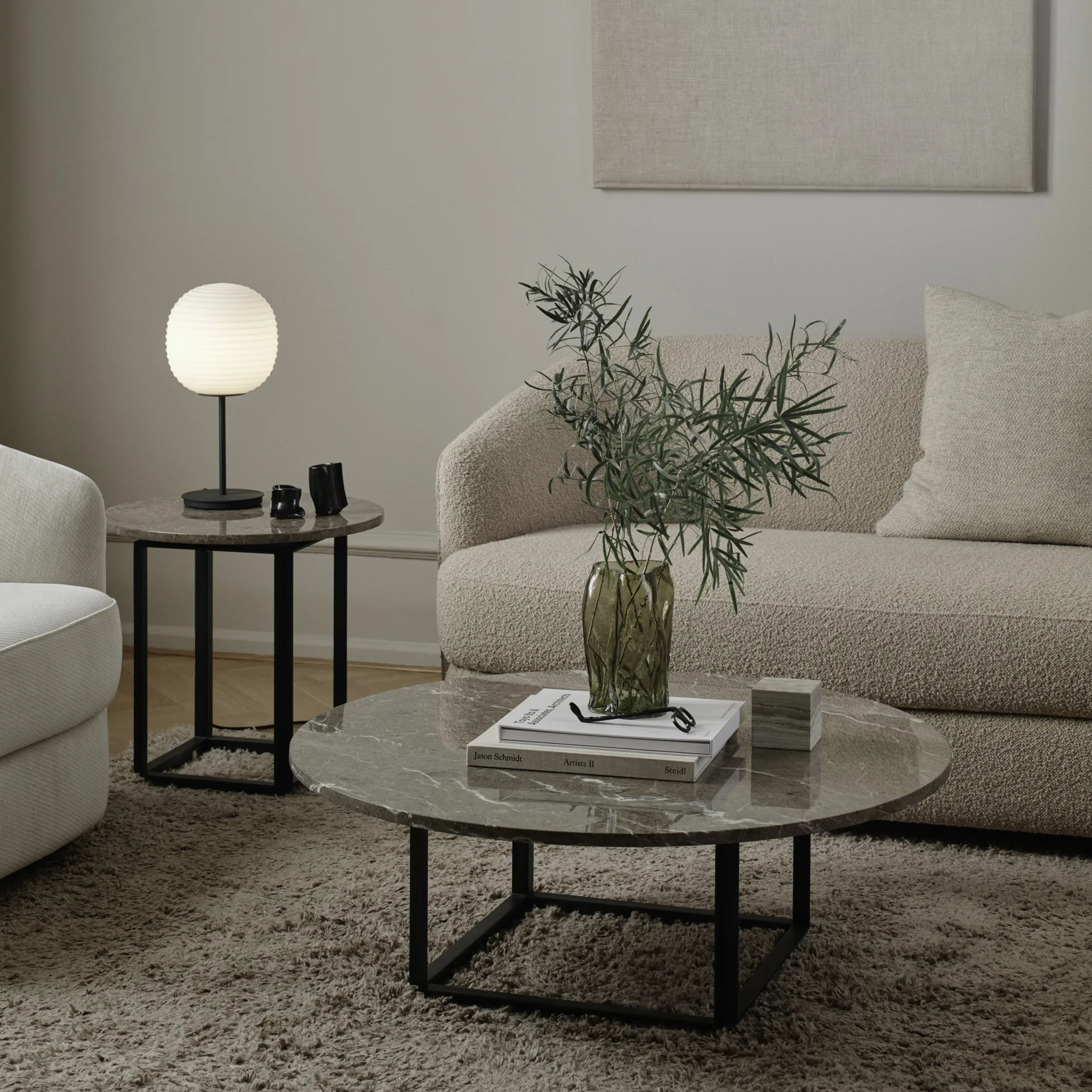 Lampada da tavolo Lantern piccola, Vetro opalino bianco satinato New Works