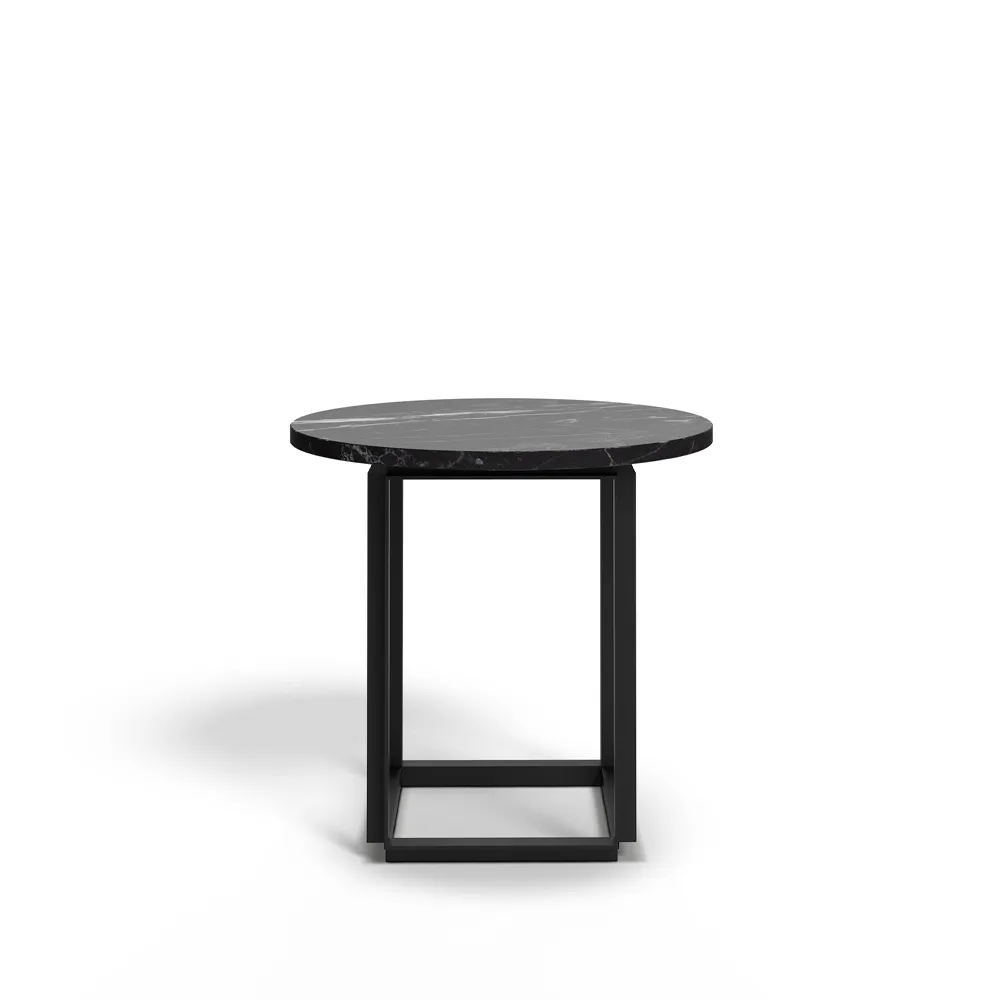 Tavolino Florence, marmo nero Marquina, Ø 50 cm, base nera New Works