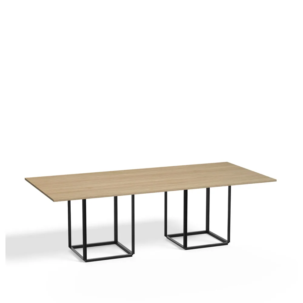 Tavolo da pranzo rettangolare Florence, Rovere naturale, base nera New Works