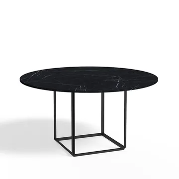 Tavolo da pranzo rotondo Florence - marmo nero Marquina, Ø 145 cm, base nera - New Works