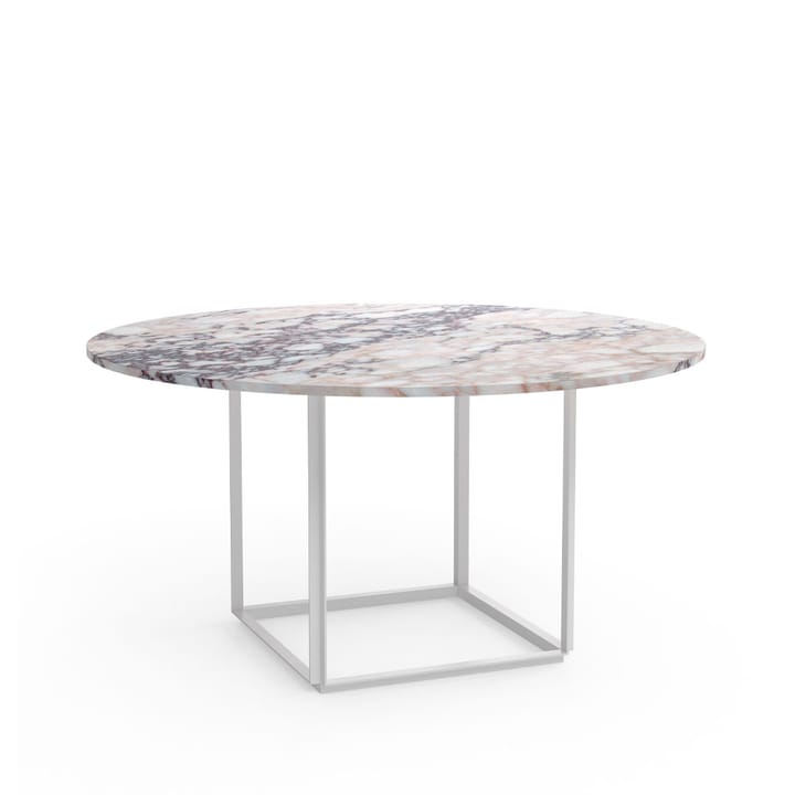 Tavolo da pranzo rotondo Florence - marmo white viola, Ø 145 cm, base bianca - New Works