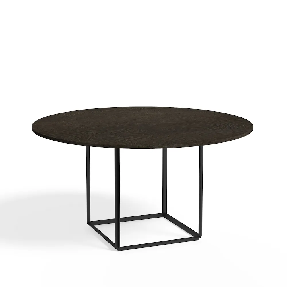 Tavolo da pranzo rotondo Florence, rovere affumicato, Ø 145 cm, base nera New Works