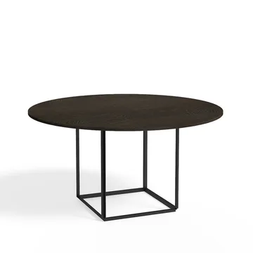 Tavolo da pranzo rotondo Florence - rovere affumicato, Ø 145 cm, base nera - New Works