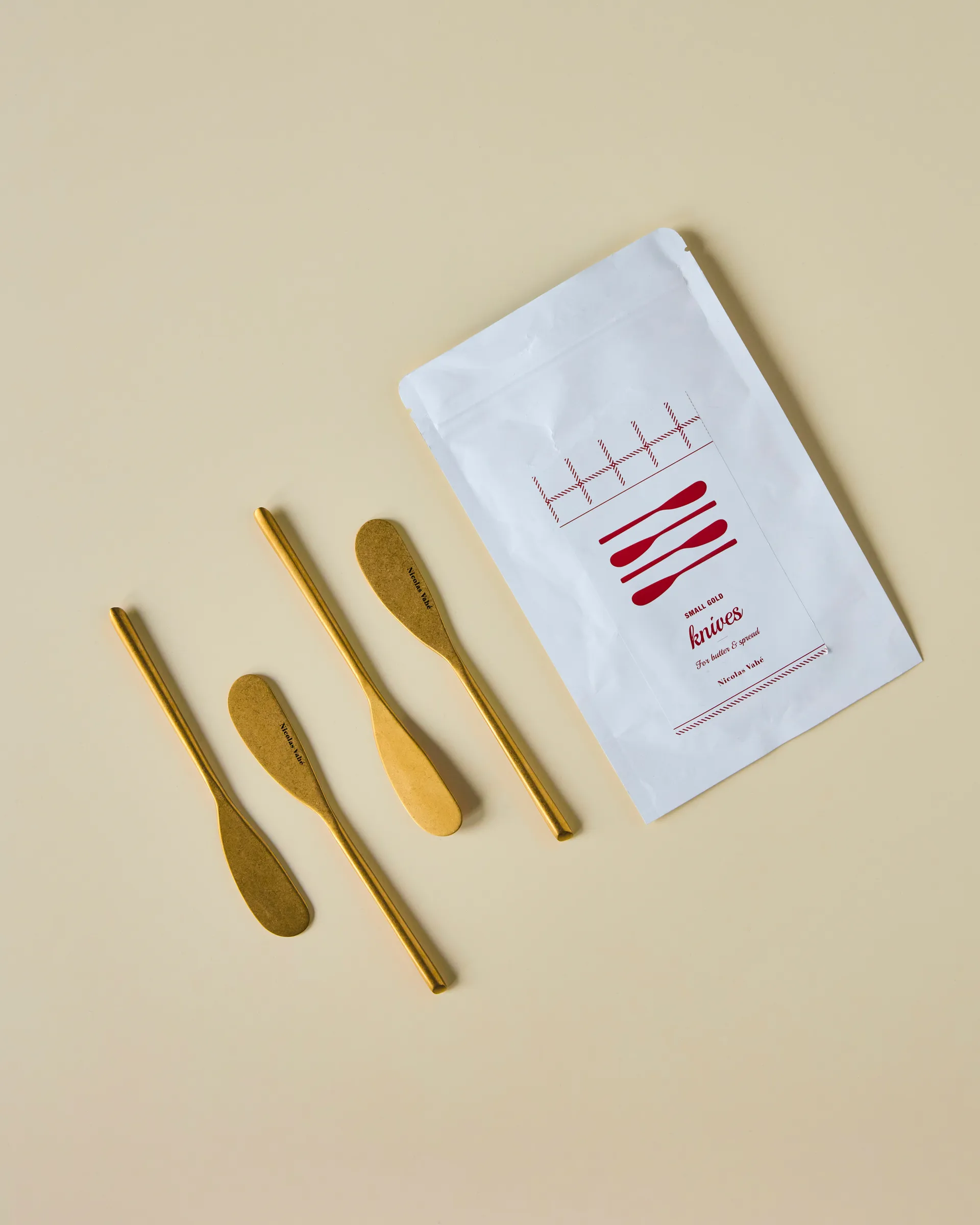 Coltello per burro Nicolas Vahé 4 pezzi, Antico finitura oro Nicolas Vahé