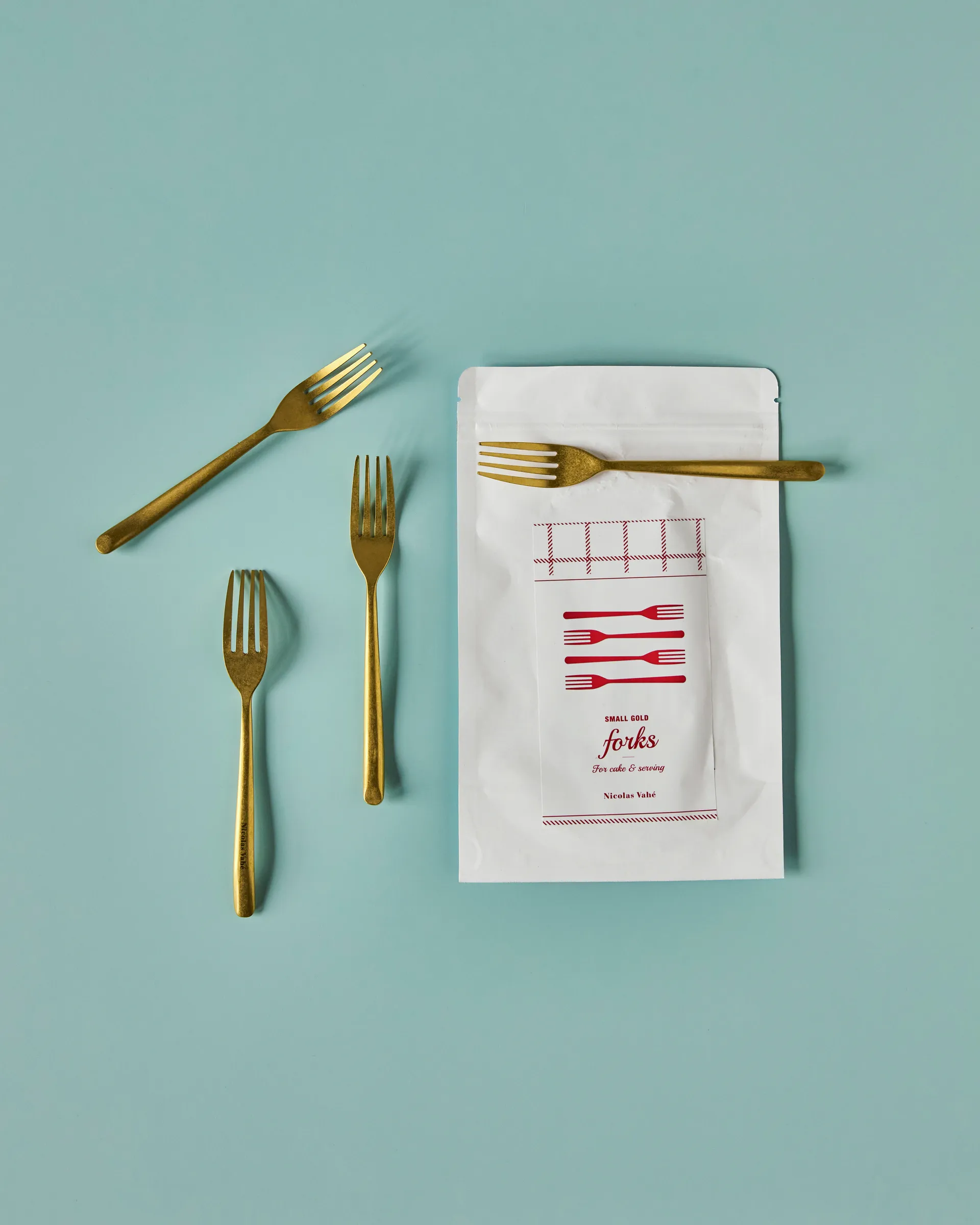Forchette da torta Nicolas Vahé 4 pezzi, Antico finitura oro Nicolas Vahé