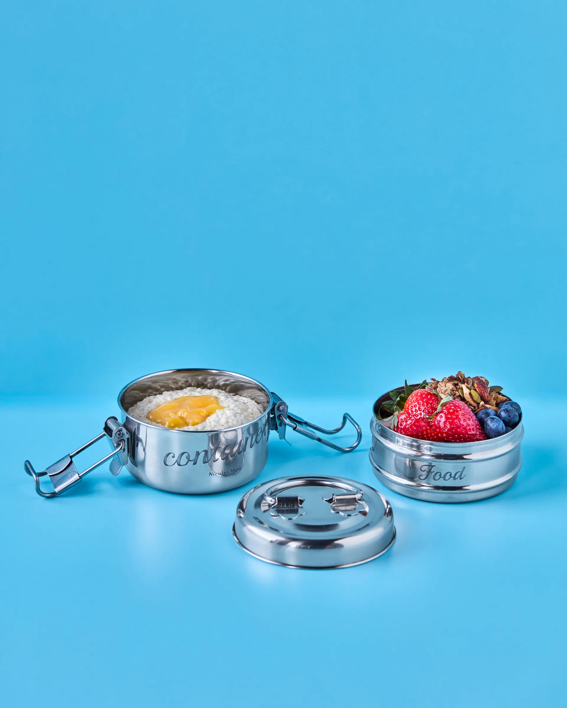 Scatola portapranzo Nicolas Vahé 2 pezzi, Finitura argento, Ø10 cm Nicolas Vahé