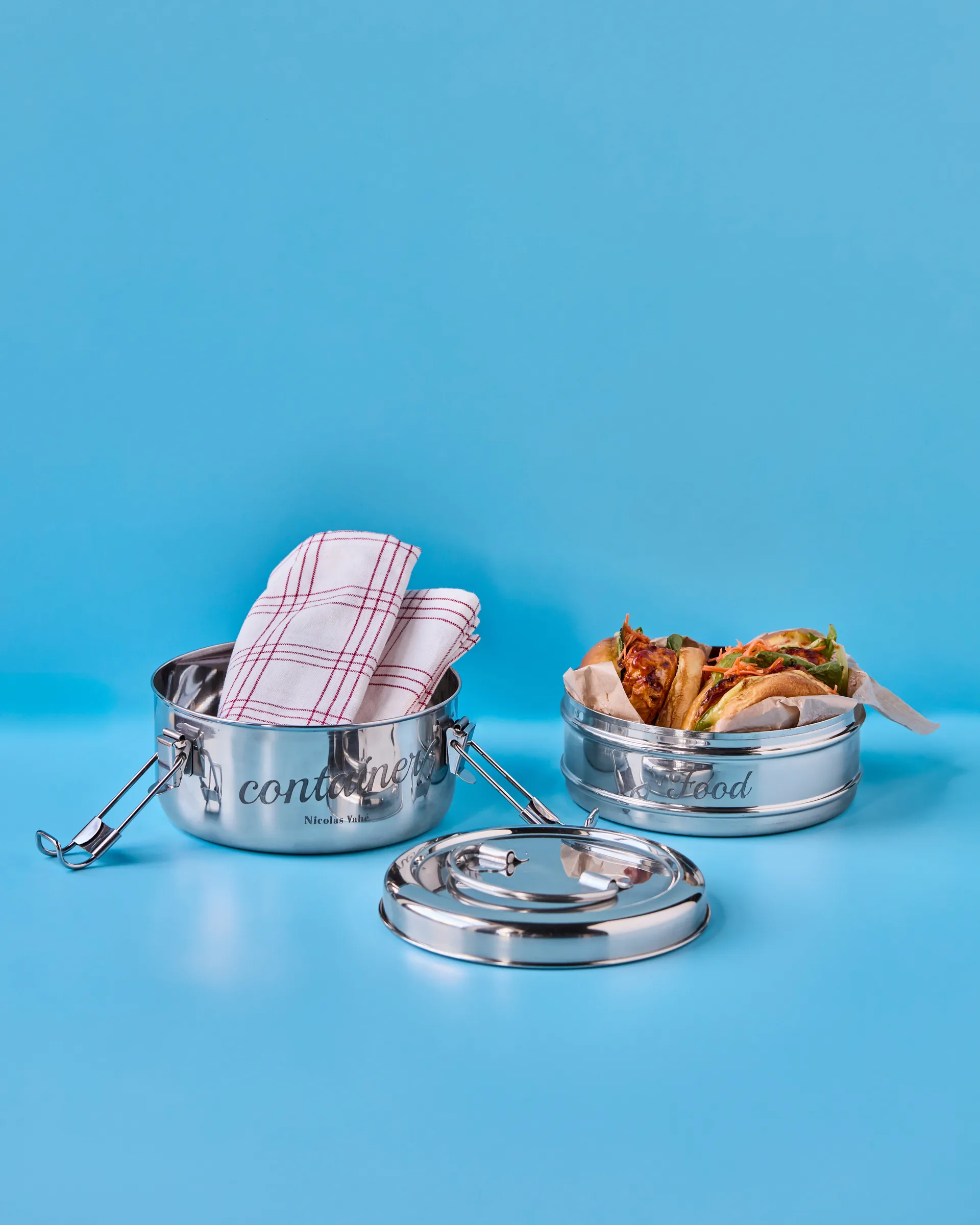 Scatola portapranzo Nicolas Vahé 2 pezzi, Finitura argento, Ø18 cm Nicolas Vahé