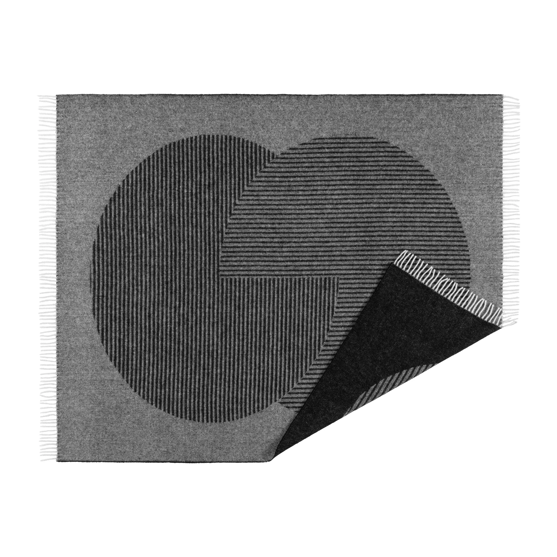 Coperta in lana Circles 130x185 cm, Nero NJRD