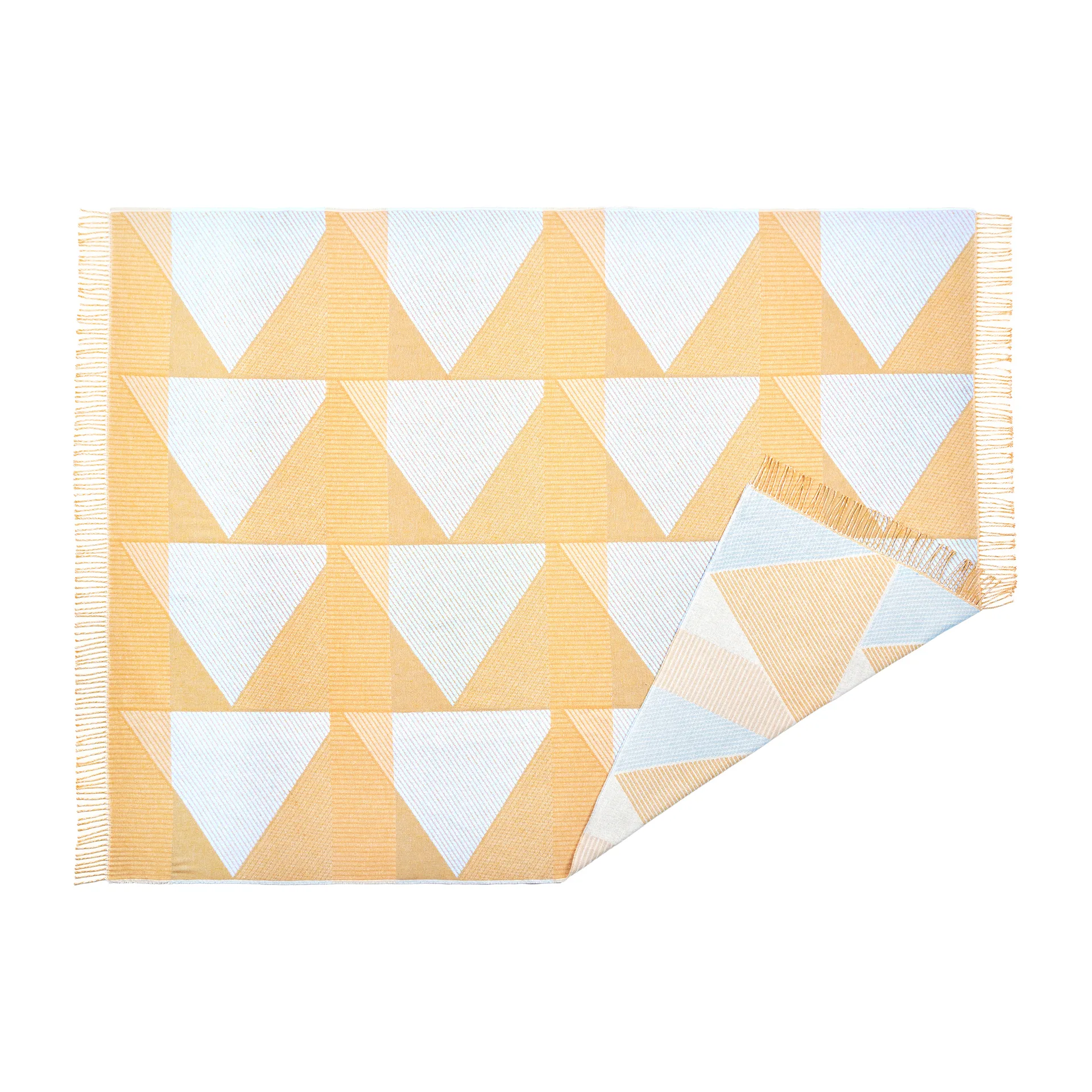 Plaid in cotone Metric focus Nr. 2, 130x185 cm, Giallo NJRD