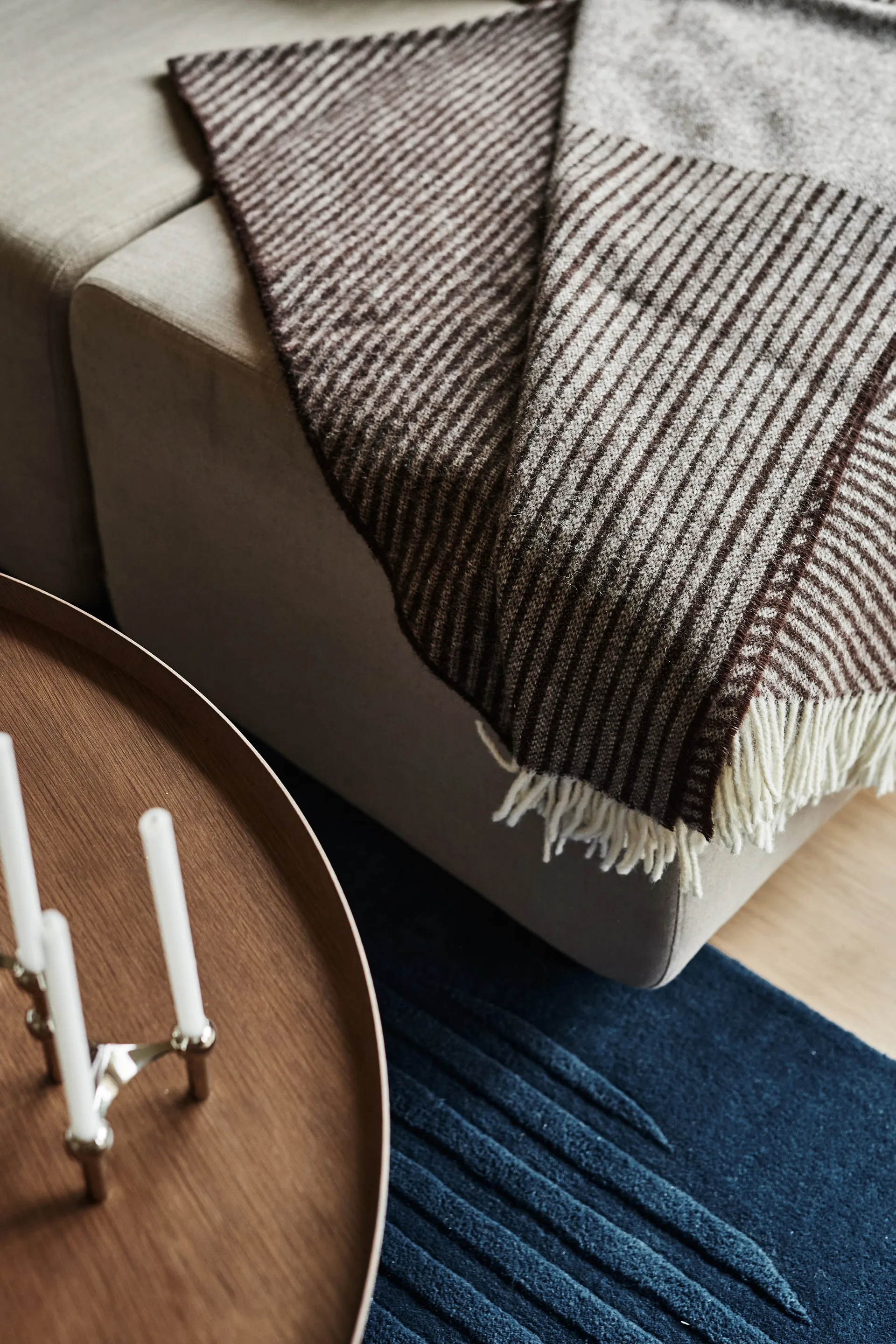 Plaid in lana Stripes 130x185 cm, Marrone NJRD