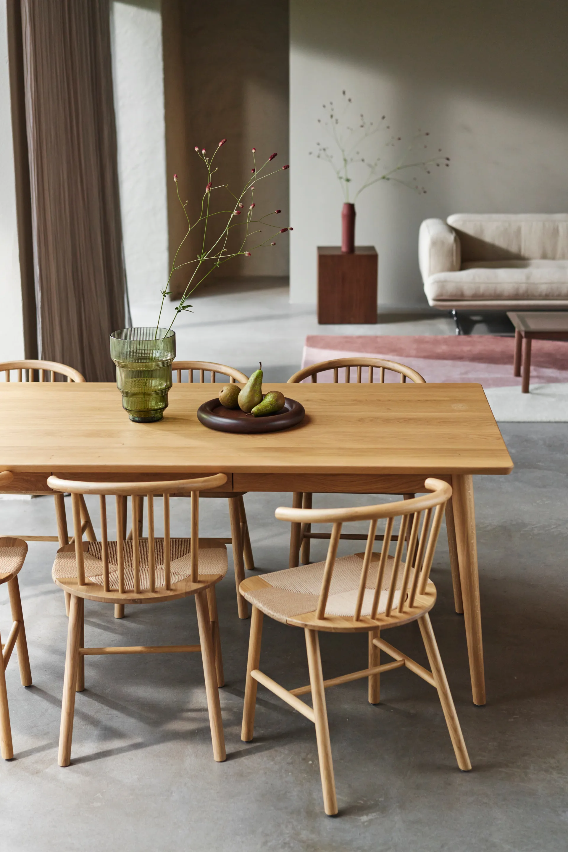 Sedia da pranzo con seduta intrecciata VIOR, Rovere laccato-naturale, confezione da 2 NJRD