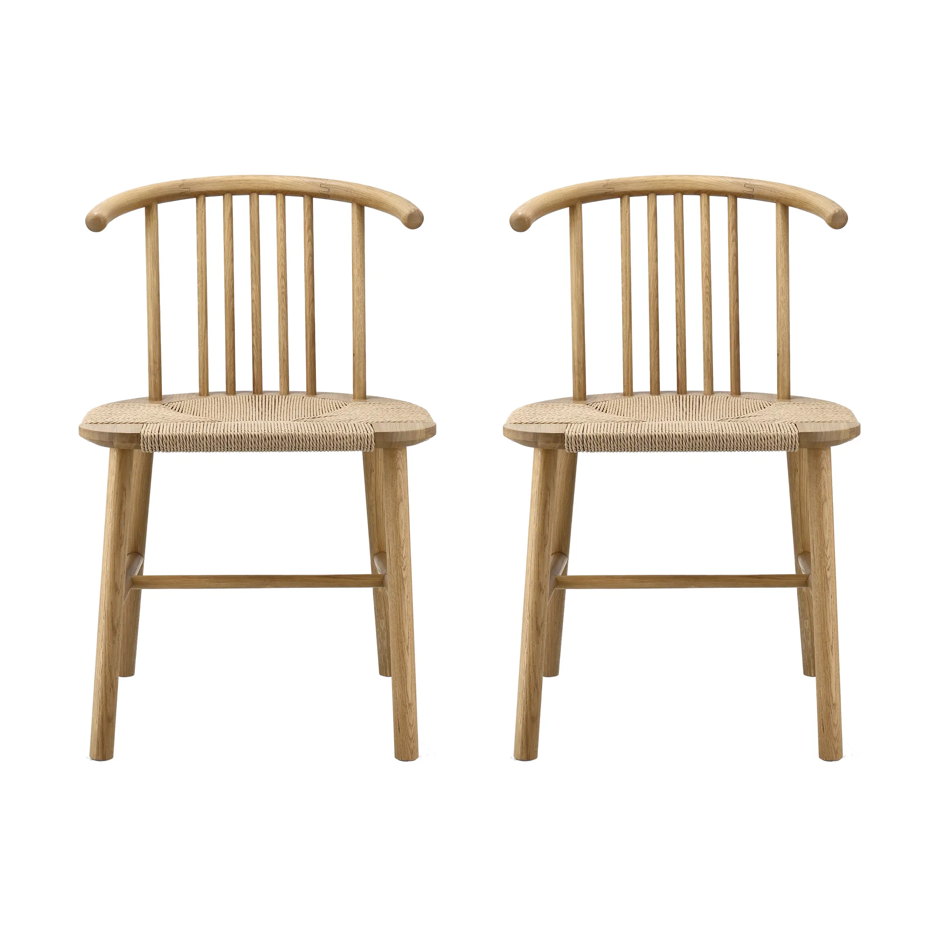 Sedia da pranzo con seduta intrecciata VIOR, Rovere laccato-naturale, confezione da 2 NJRD