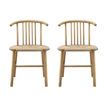 Sedia da pranzo con seduta intrecciata VIOR, Rovere laccato-naturale, confezione da 2 - NJRD