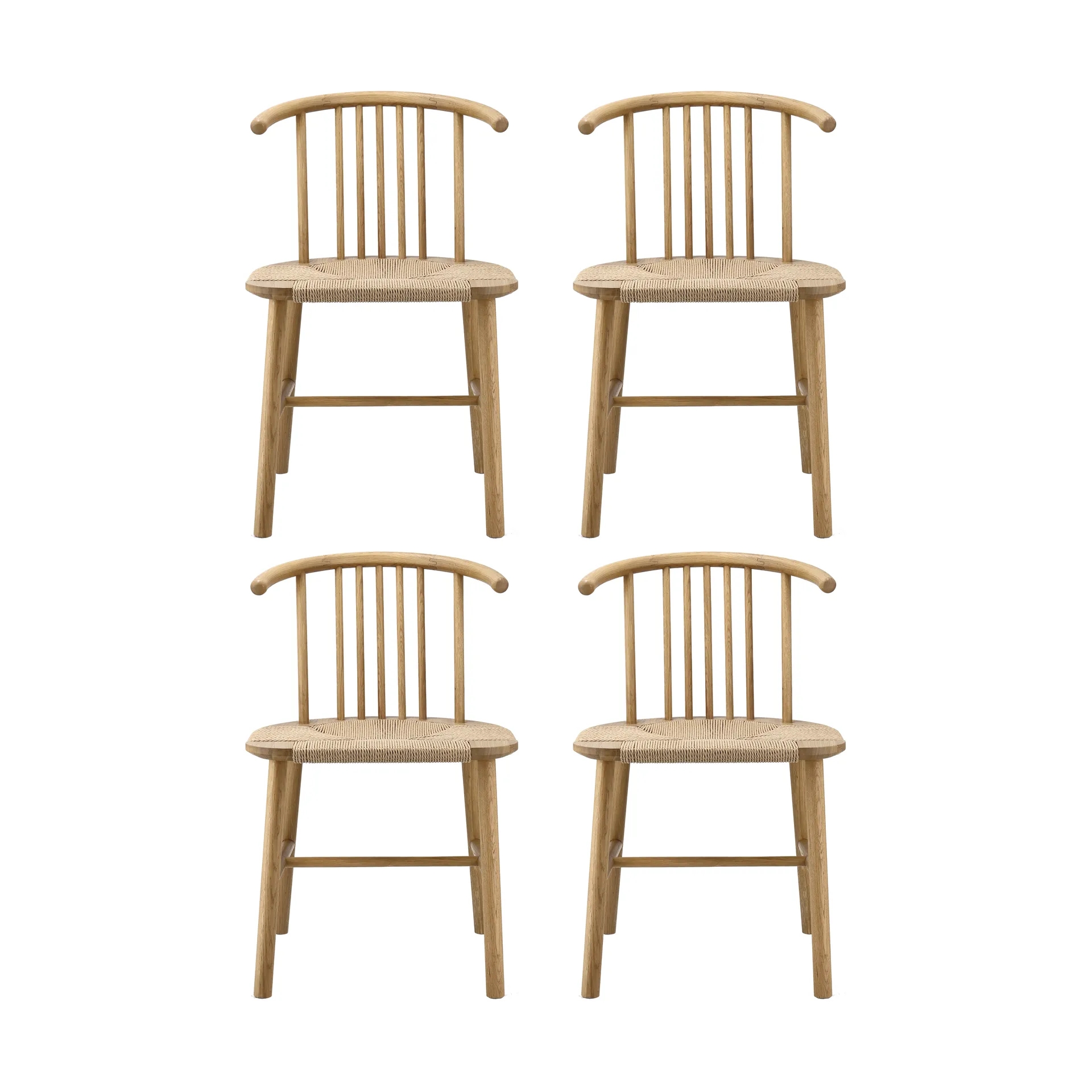Sedia da pranzo con seduta intrecciata VIOR, Rovere laccato-naturale, confezione da 4 NJRD