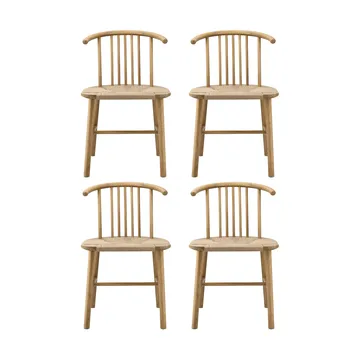 Sedia da pranzo con seduta intrecciata VIOR, Rovere laccato-naturale, confezione da 4 - NJRD