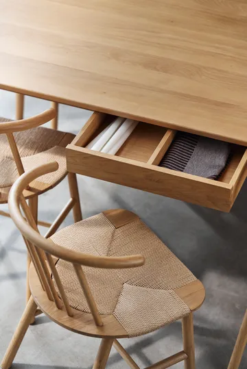 Sedia da pranzo con seduta intrecciata VIOR, Rovere laccato-naturale, confezione da 6 - NJRD