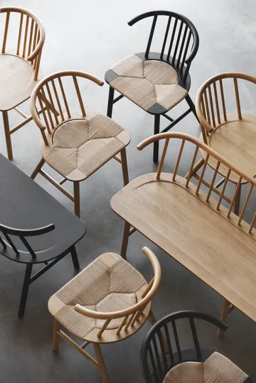 Sedia da pranzo con seduta intrecciata VIOR, Rovere laccato-naturale, confezione da 6 - NJRD