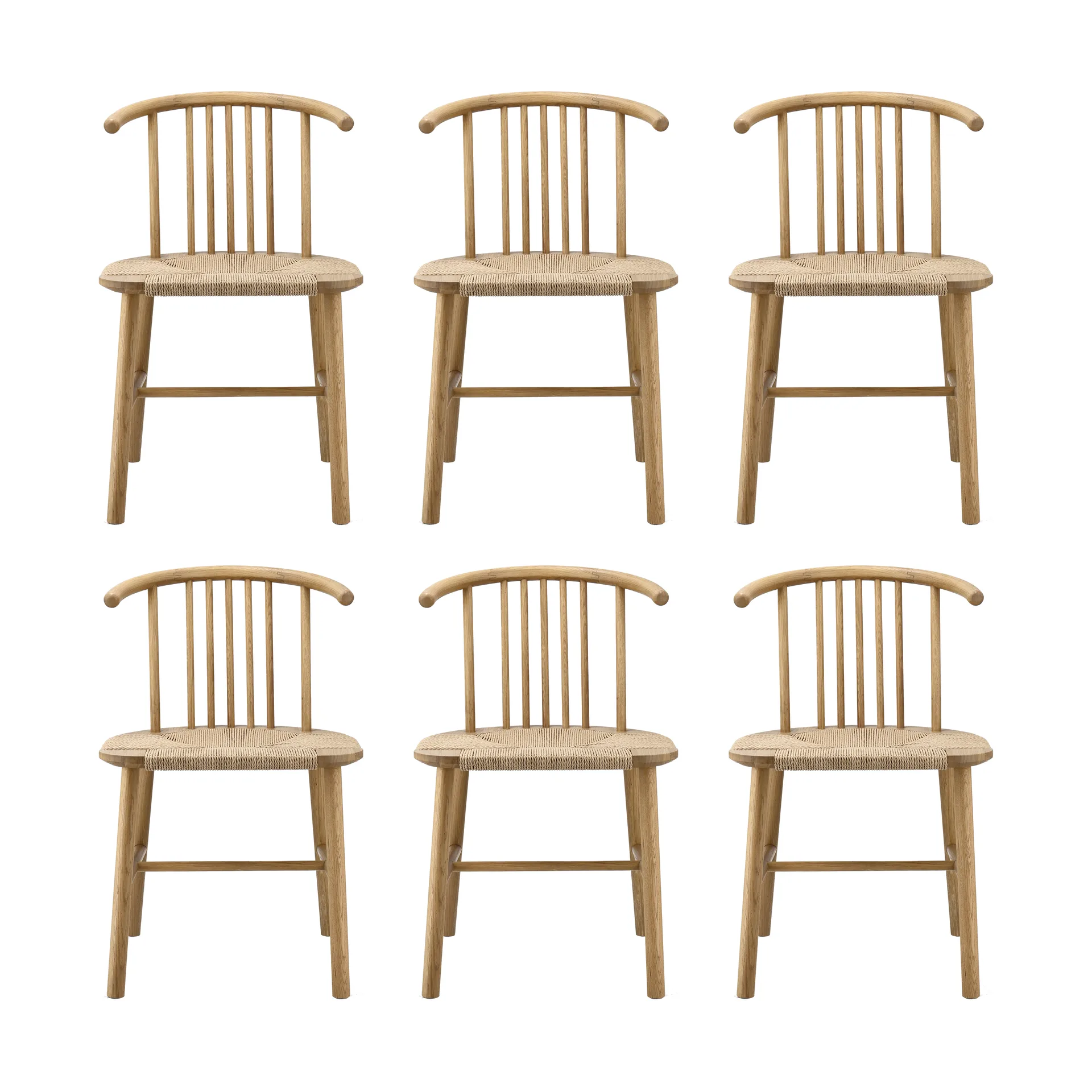 Sedia da pranzo con seduta intrecciata VIOR, Rovere laccato-naturale, confezione da 6 NJRD