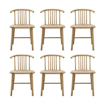 Sedia da pranzo con seduta intrecciata VIOR, Rovere laccato-naturale, confezione da 6 - NJRD