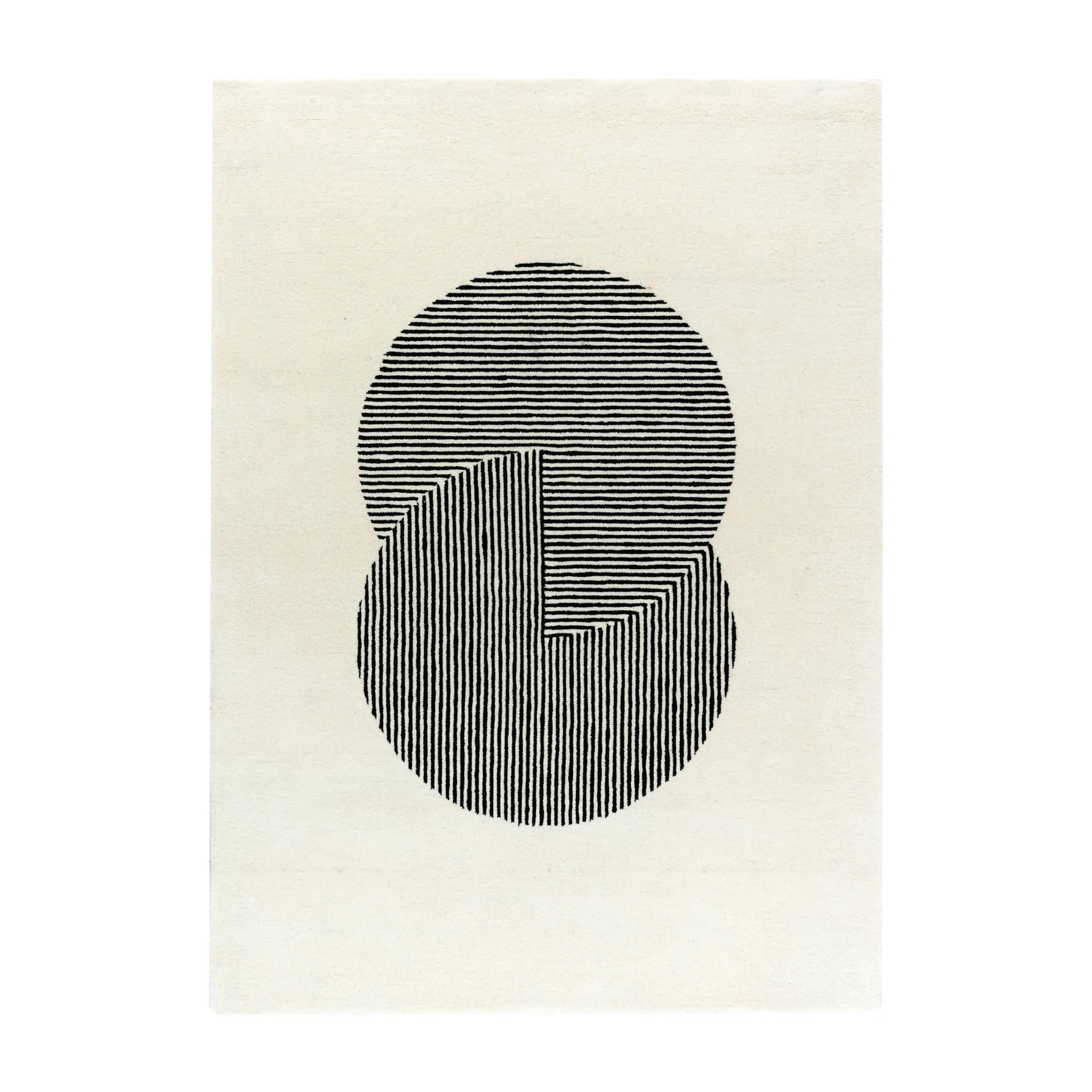 Tappeto in lana Circles bianco naturale, 170x240 cm NJRD