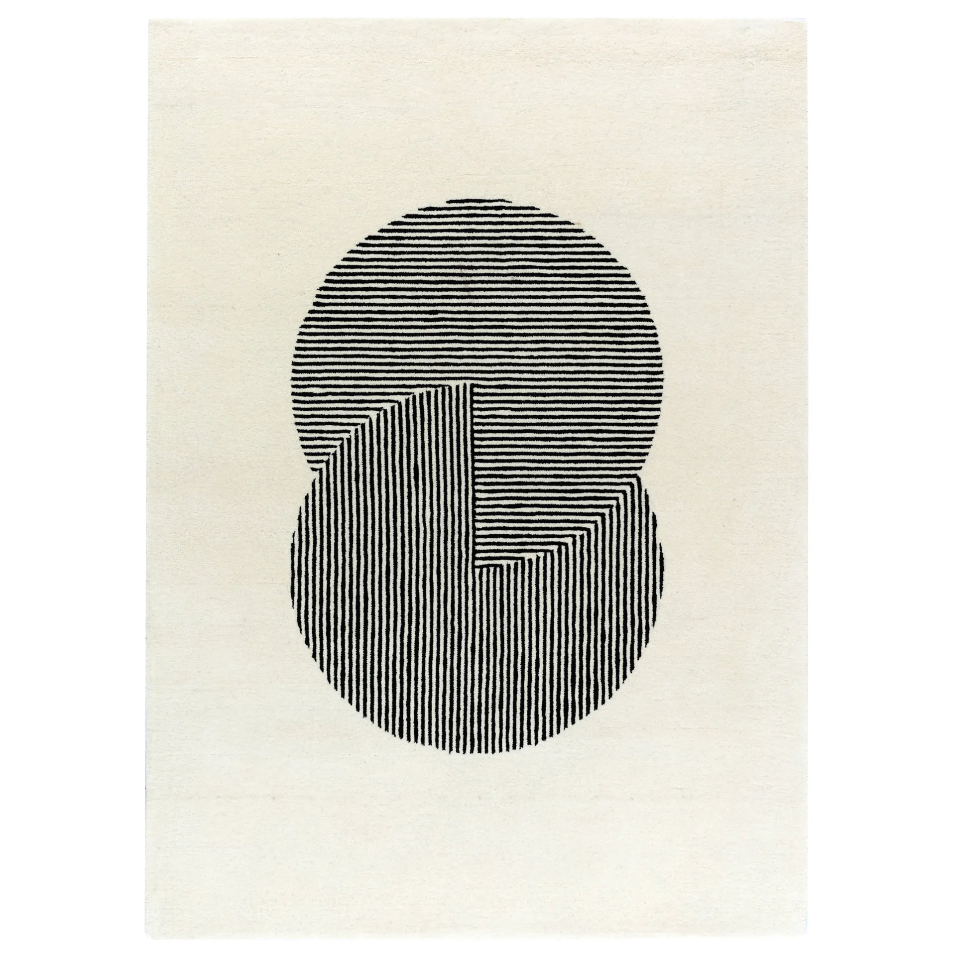 Tappeto in lana Circles bianco naturale, 200x300 cm NJRD