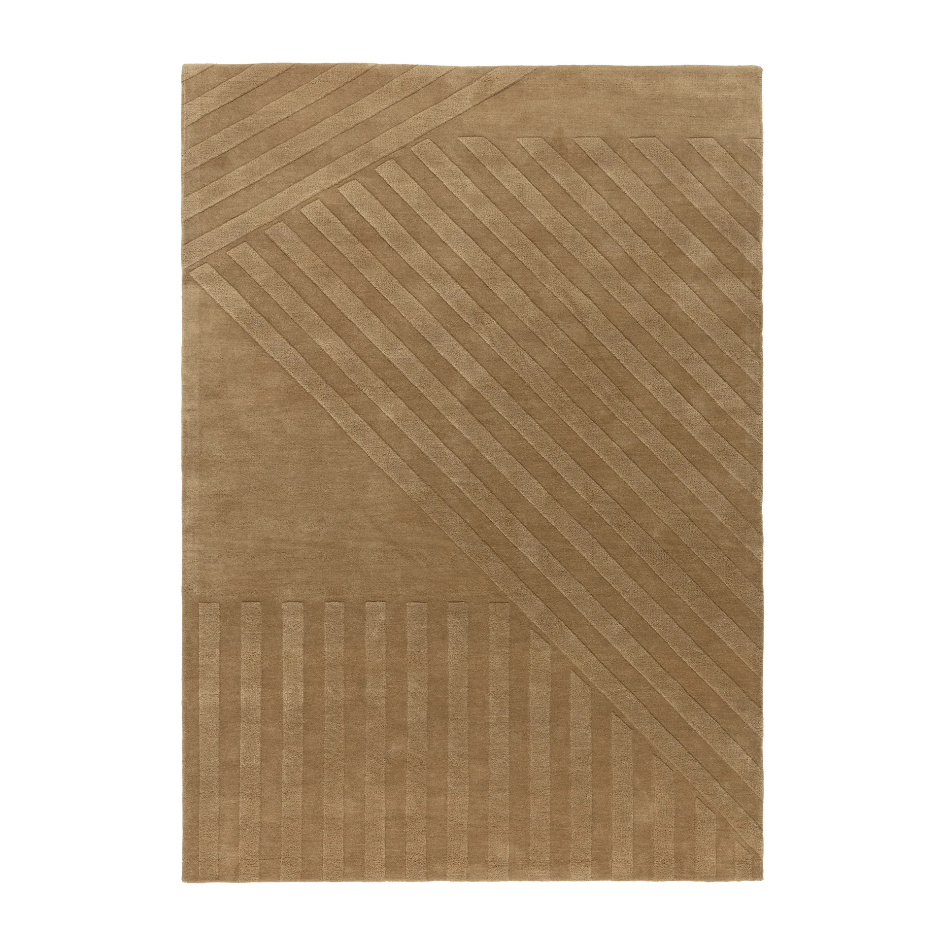 Tappeto in lana Levels a righe beige, Stripes beige, 170x240 cm NJRD