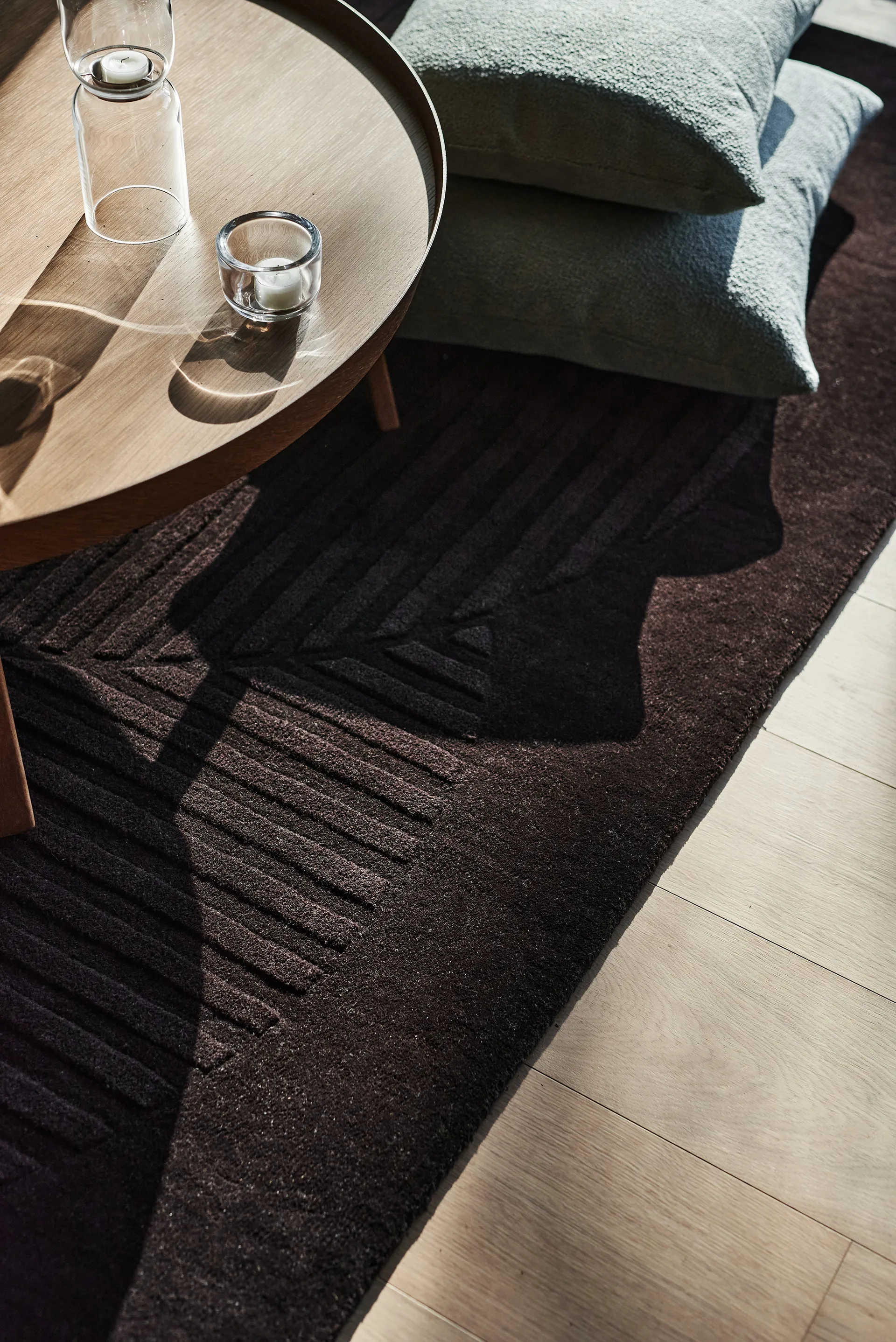 Tappeto in lana Levels cerchi, marrone, 200x300 cm NJRD