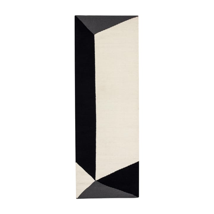 Tappeto kelim Triangles blocks bianco naturale - 80x240 cm - NJRD