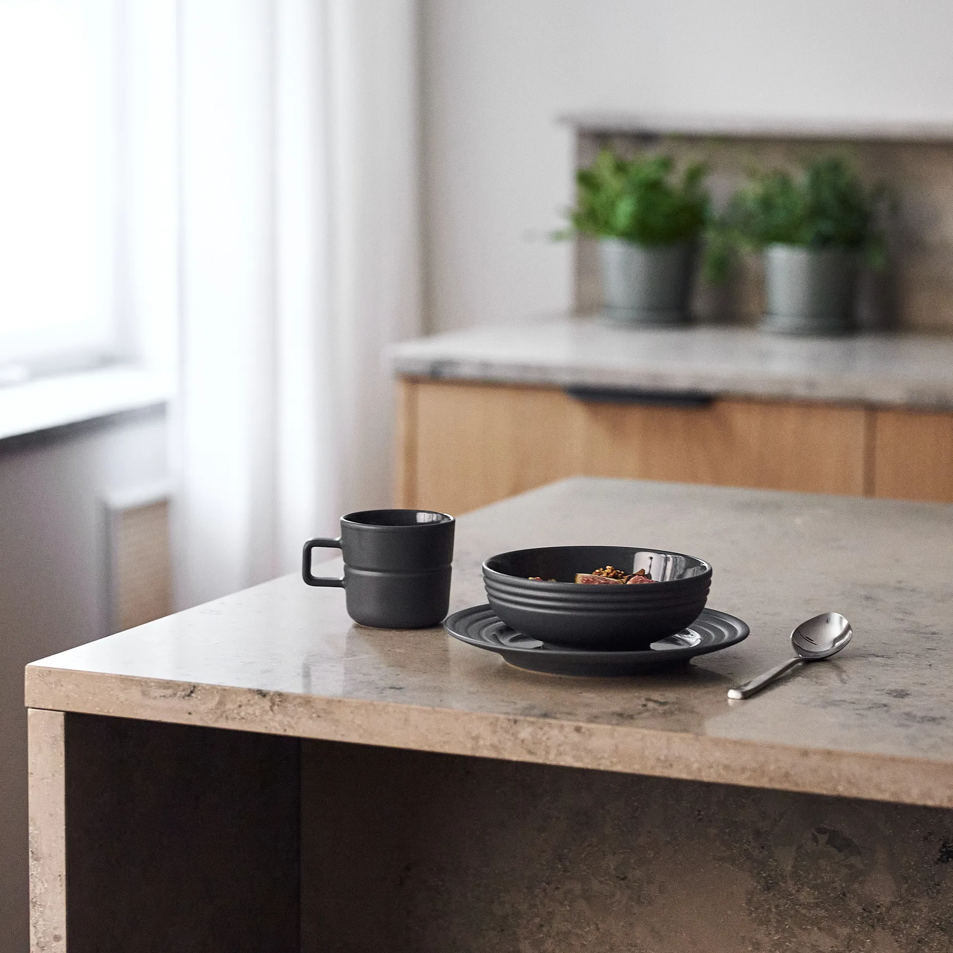 Tazza Lines 30 cl confezione da 2, grigio scuro NJRD