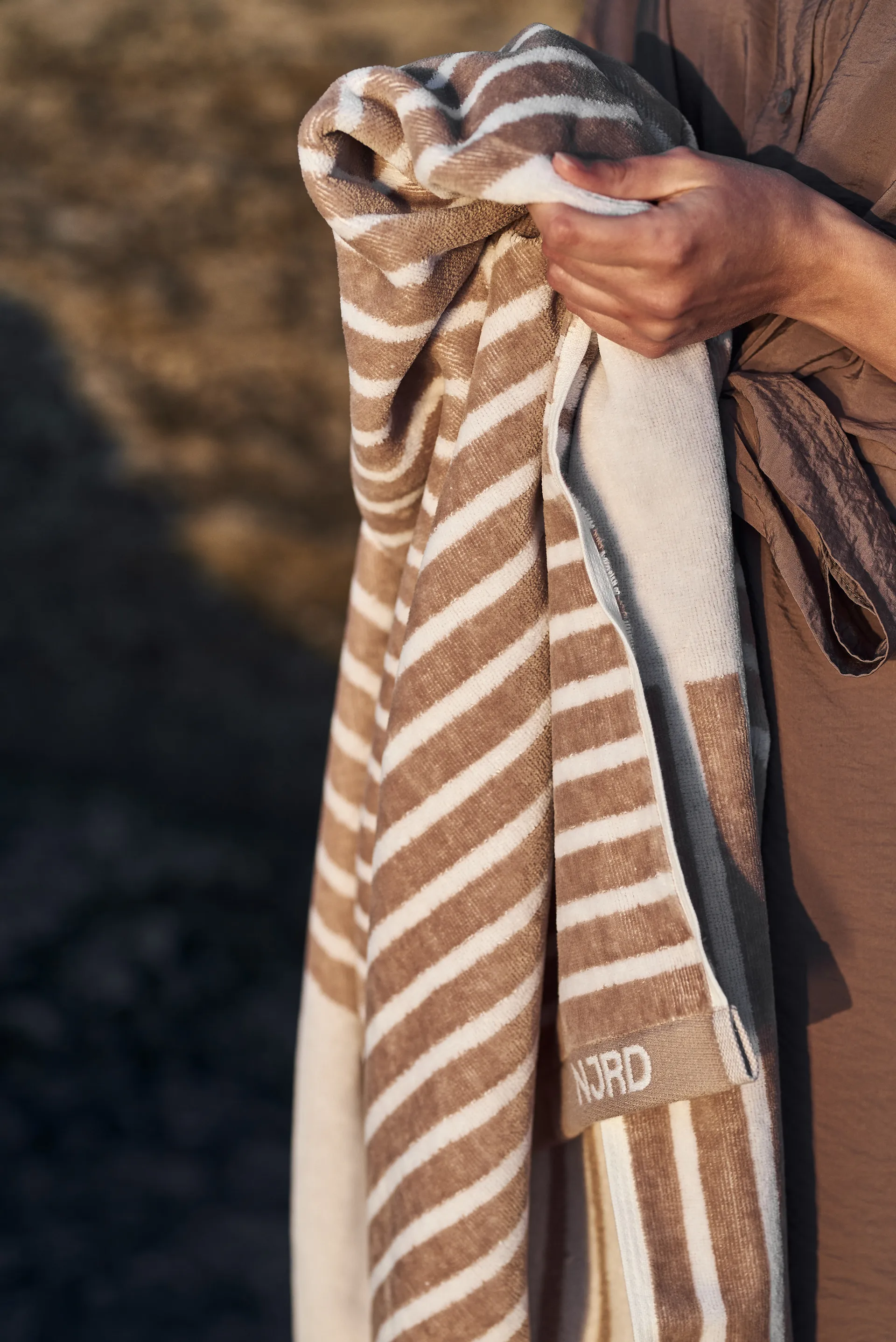 Telo da bagno Stripes 70x140 cm, Beige NJRD