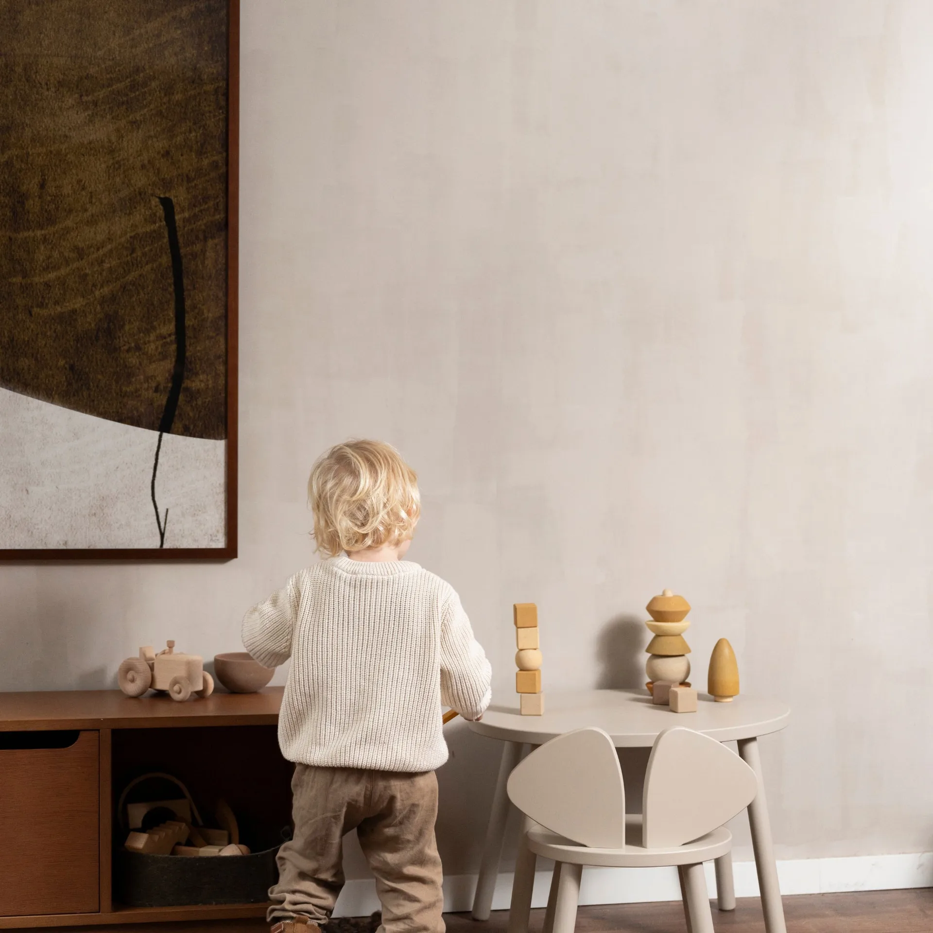 Sedia + tavolo per bambini Mouse , Beige Nofred