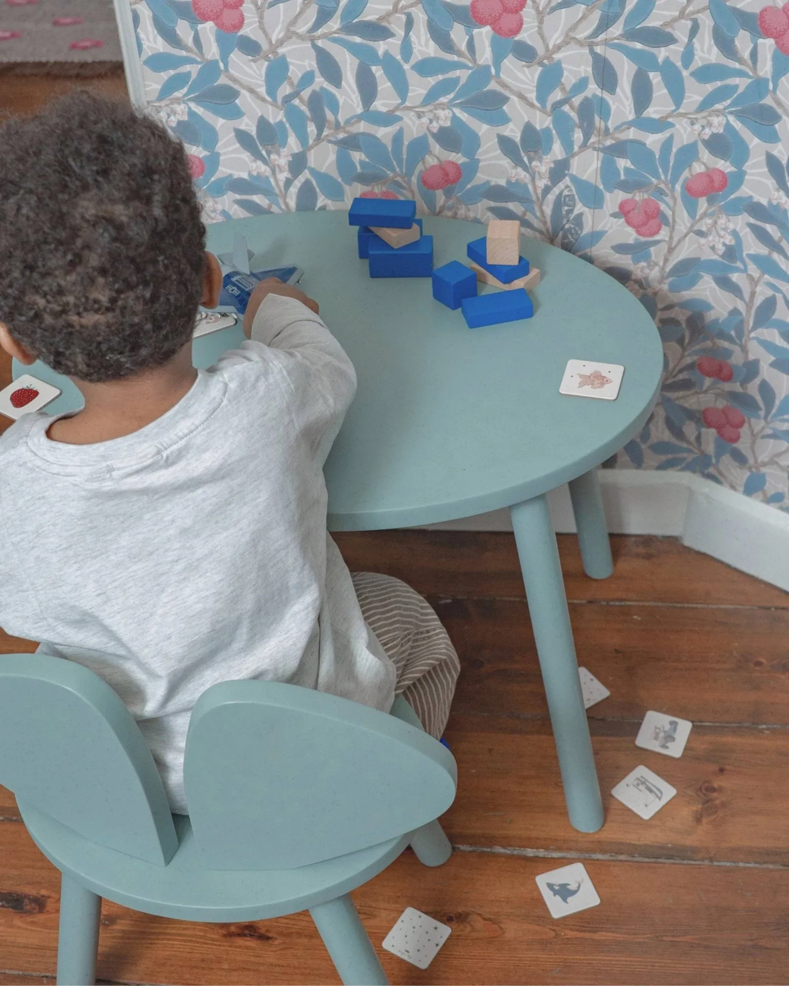 Sedia + tavolo per bambini Mouse , Verde oliva Nofred