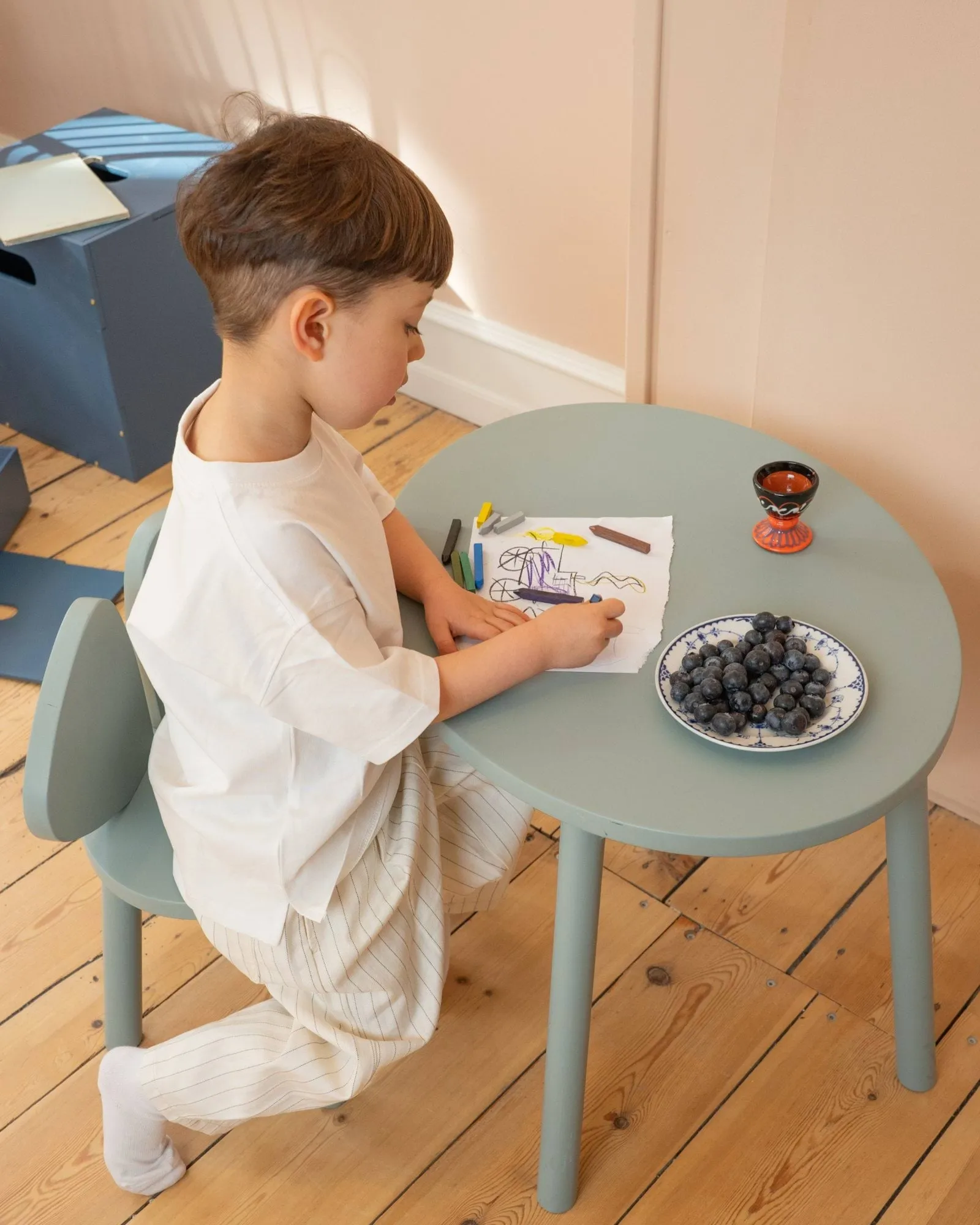 Sedia + tavolo per bambini Mouse , Verde oliva Nofred